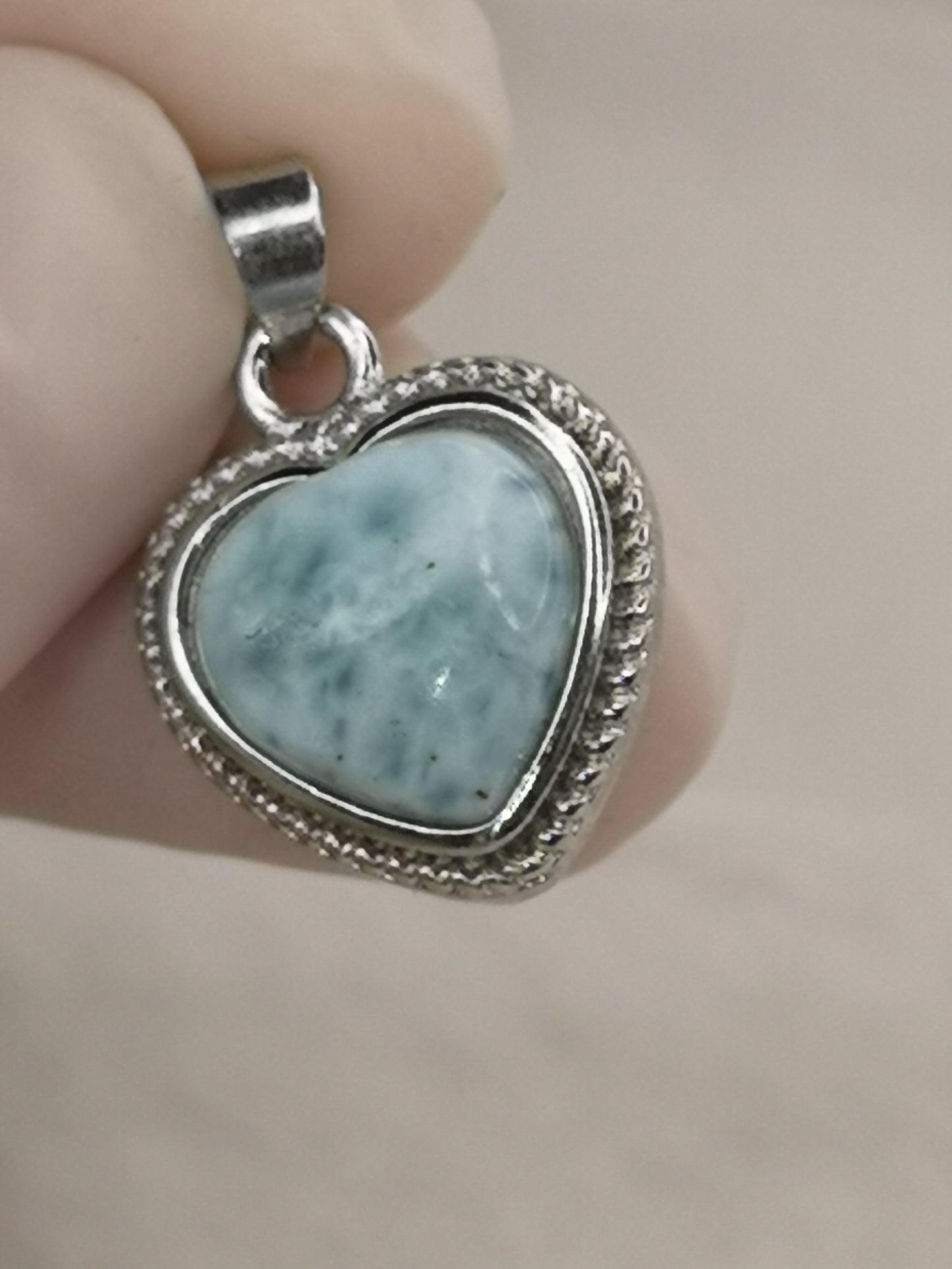 Larimar Edelstein, Kupfer Ketten Anhänger