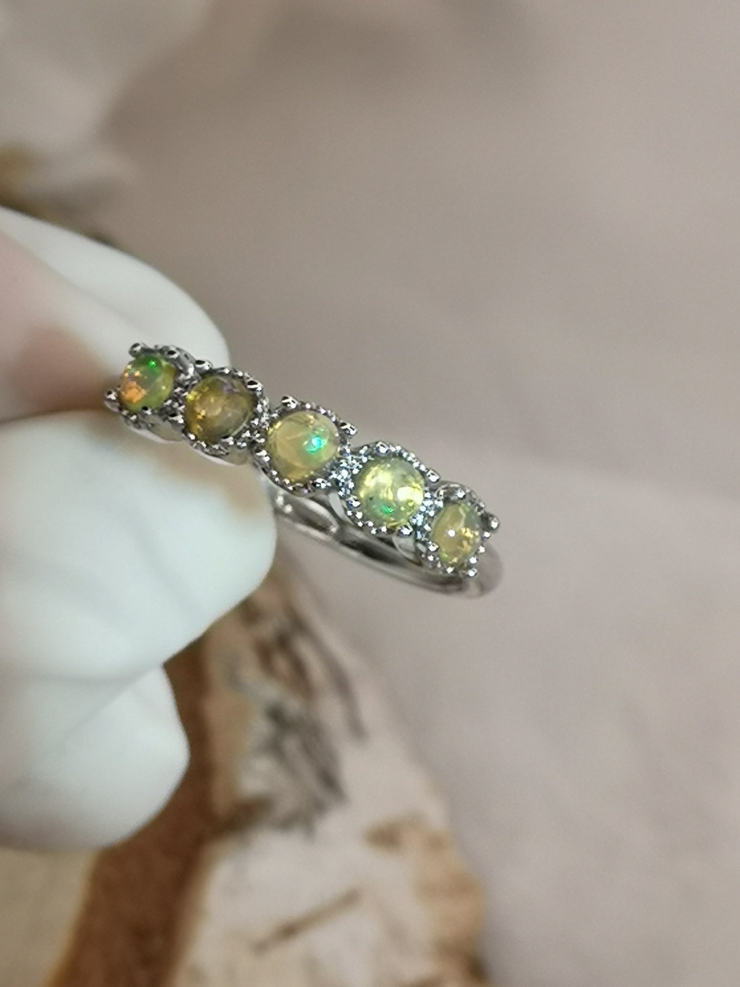 Opal Edelsteine, Kupfer Ring verstellbar