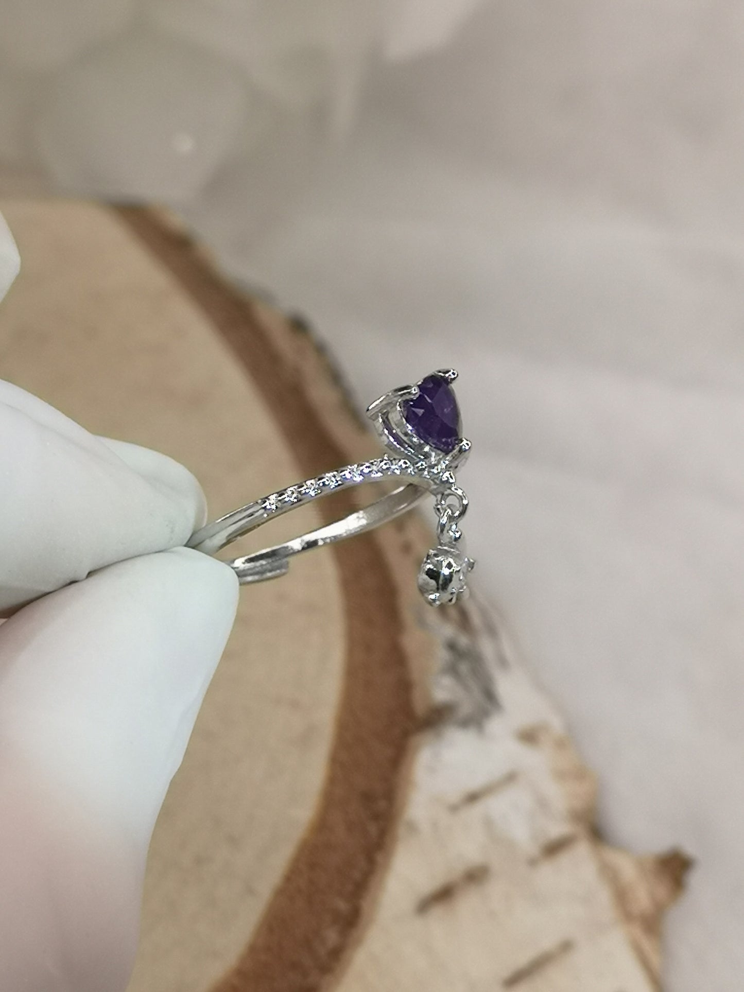 Amethyst Edelstein, Kupfer Ring verstellbar