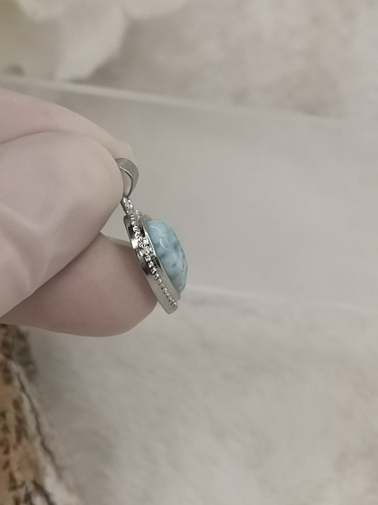 Larimar Edelstein, Kupfer Ketten Anhänger