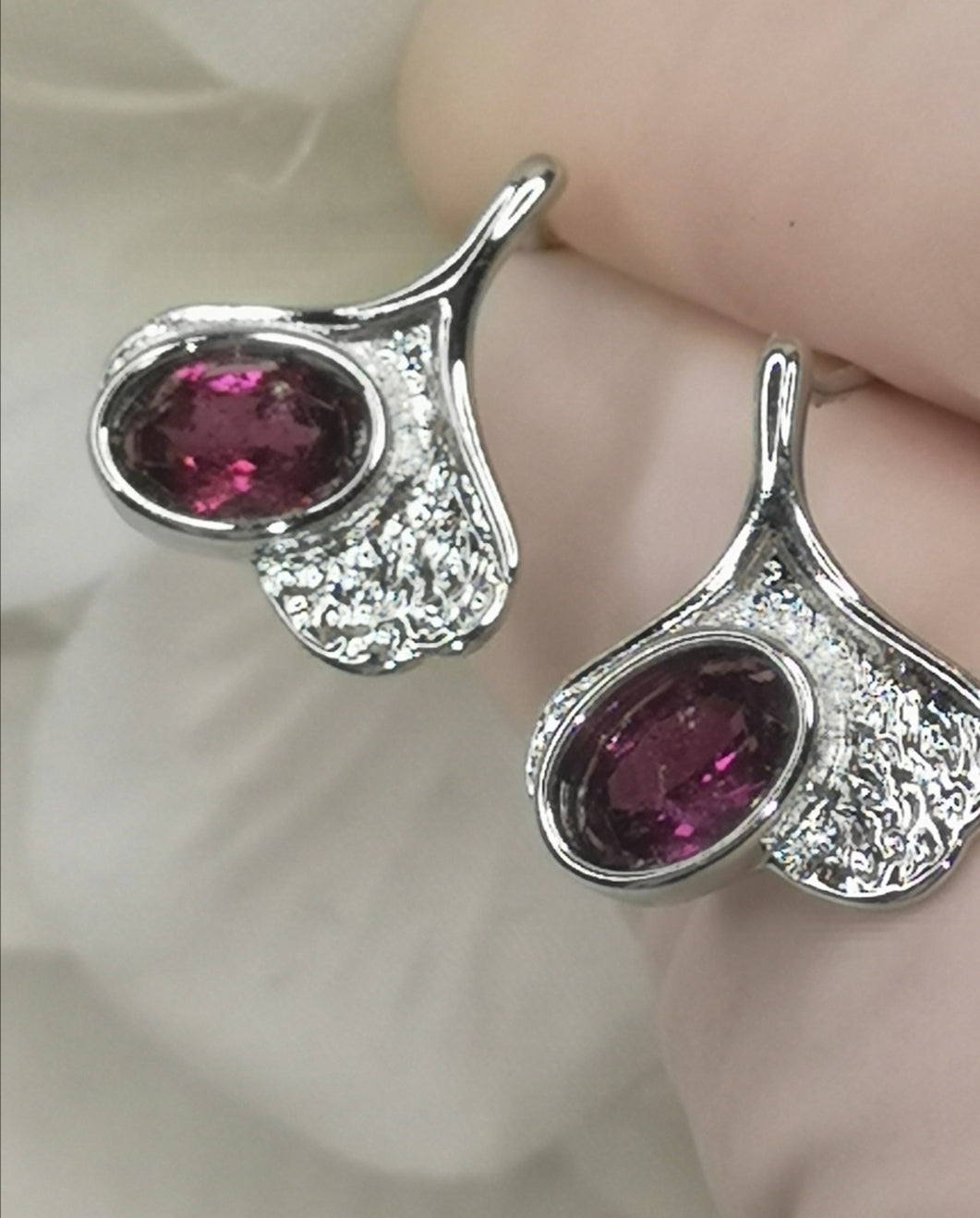 Purple Garnet Edelstein, 925 Silber Ohrringe