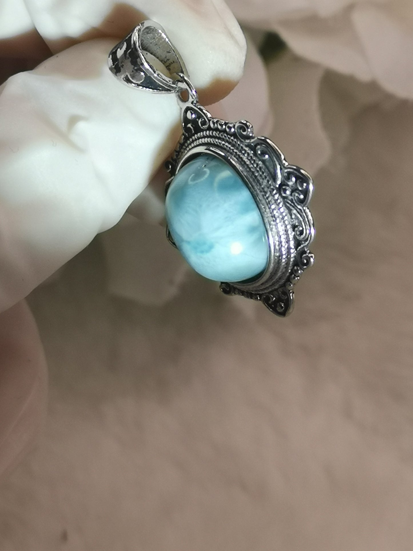 Larimar, Kupfer, Ketten Anhänger