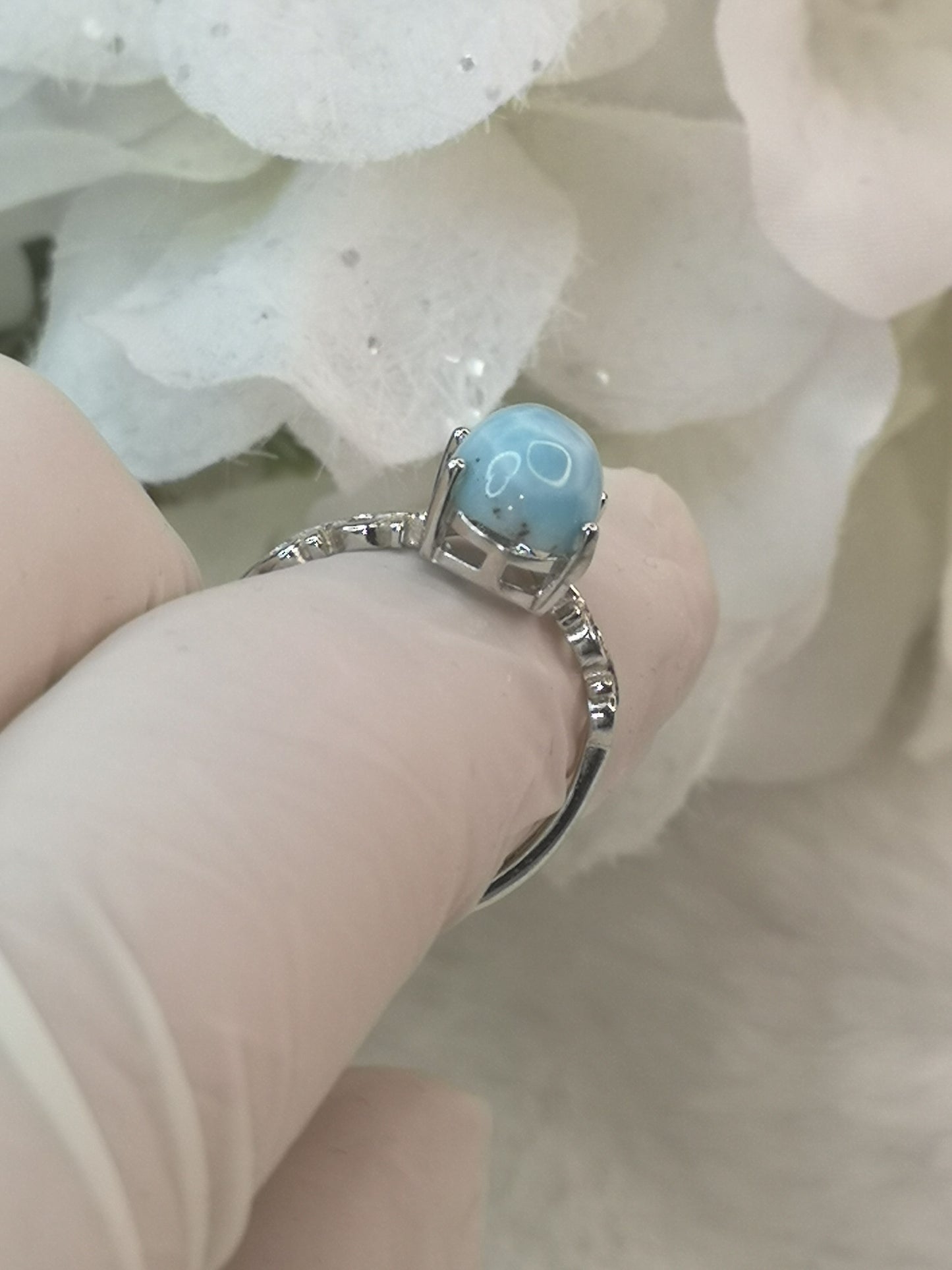 Larimar 925 Silber Ring, verstellbar