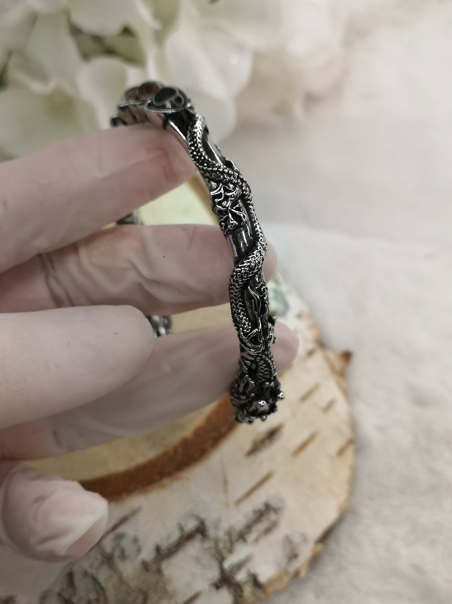 Gartenquartz Edelsteine, Kupfer Drachendesign Armband