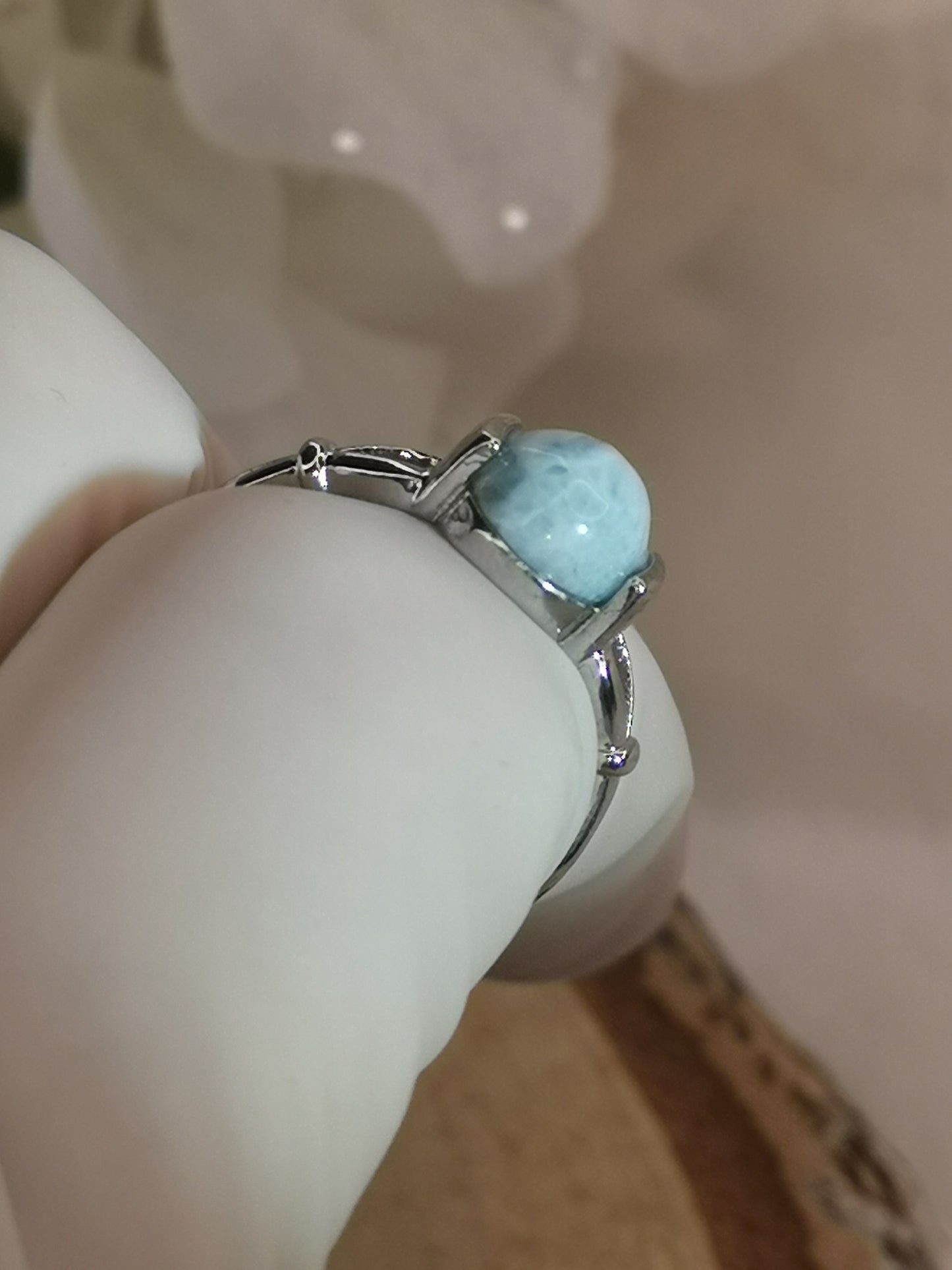 Larimar Edelstein Kupfer Ring verstellbar