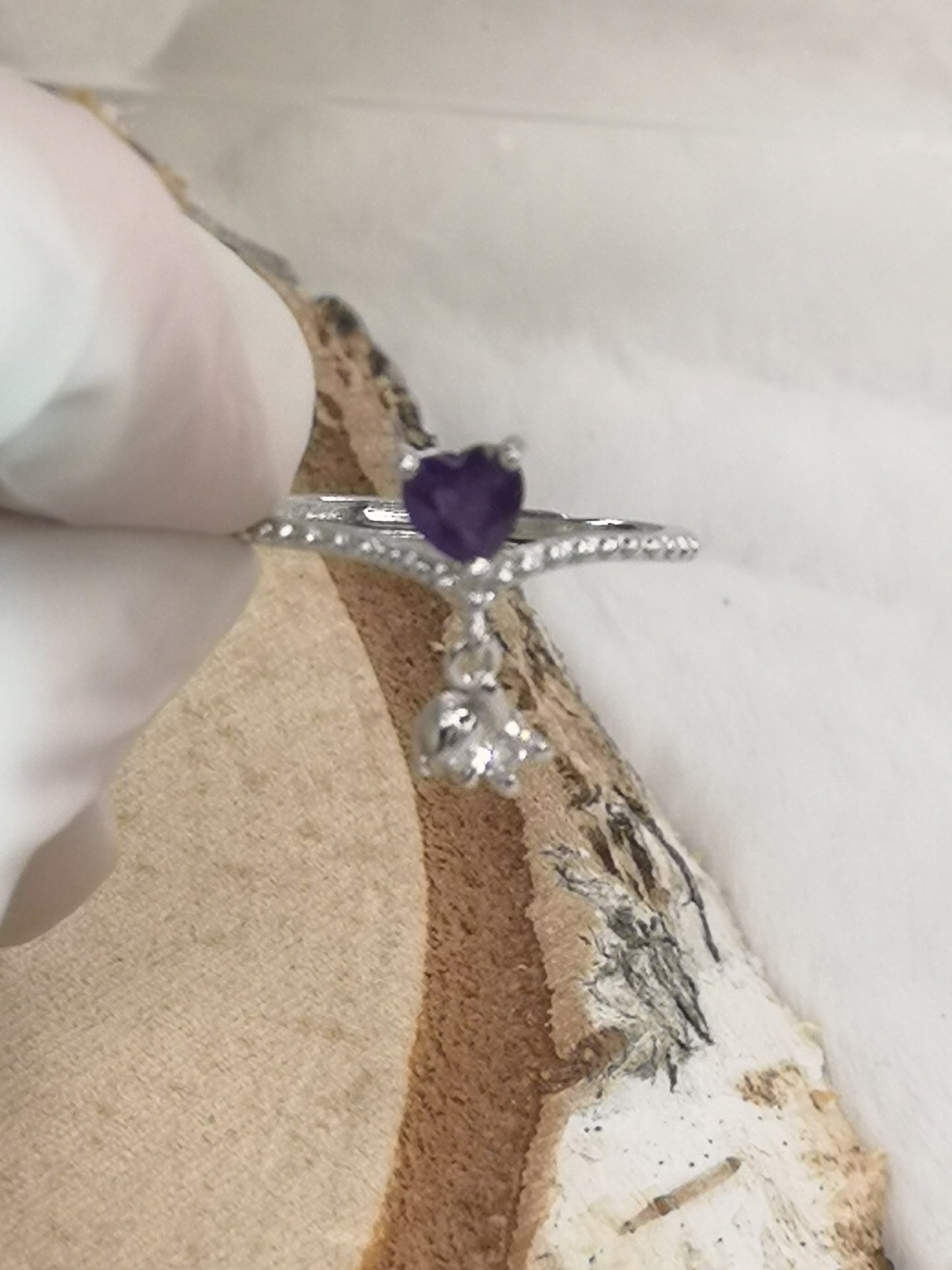 Amethyst Edelstein, Kupfer Ring verstellbar