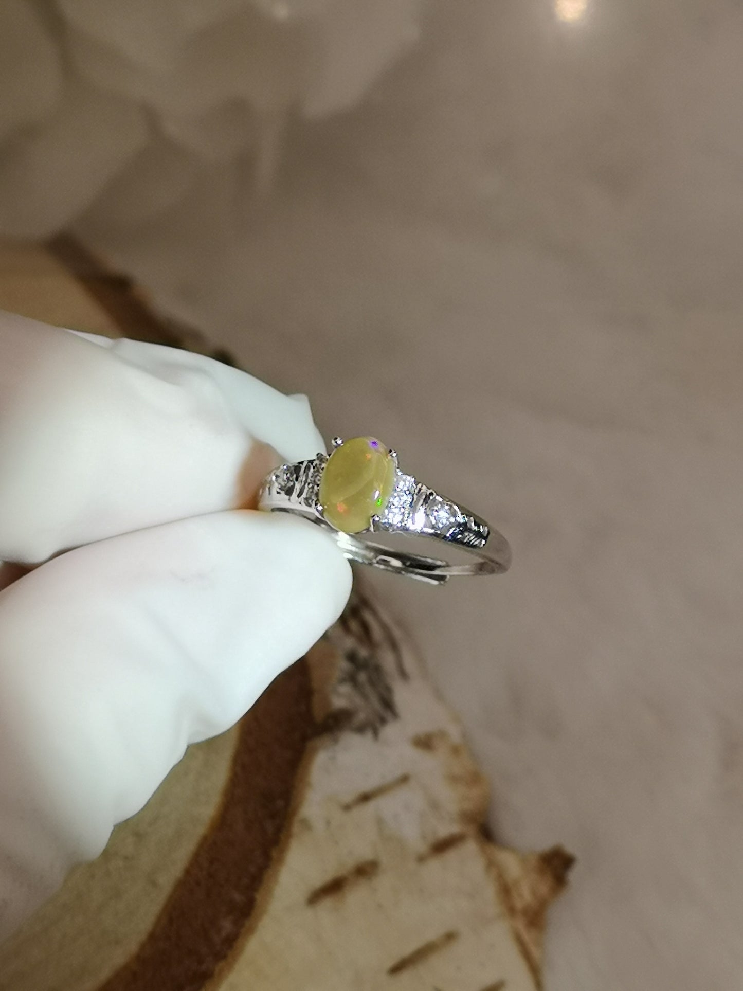 Opal Edelstein, Kupfer Ring, verstellbar