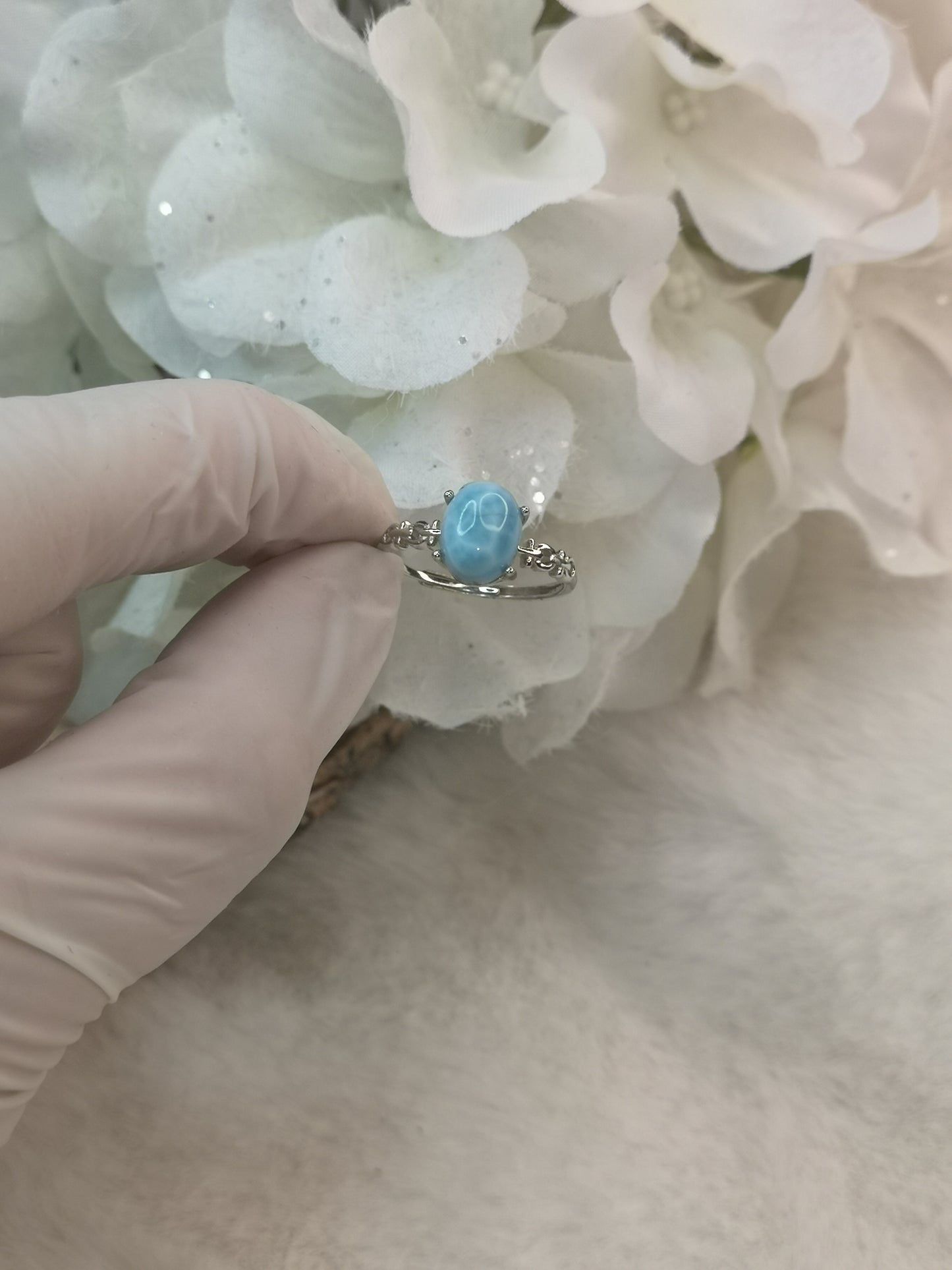 Larimar 925 Silber Ring, verstellbar