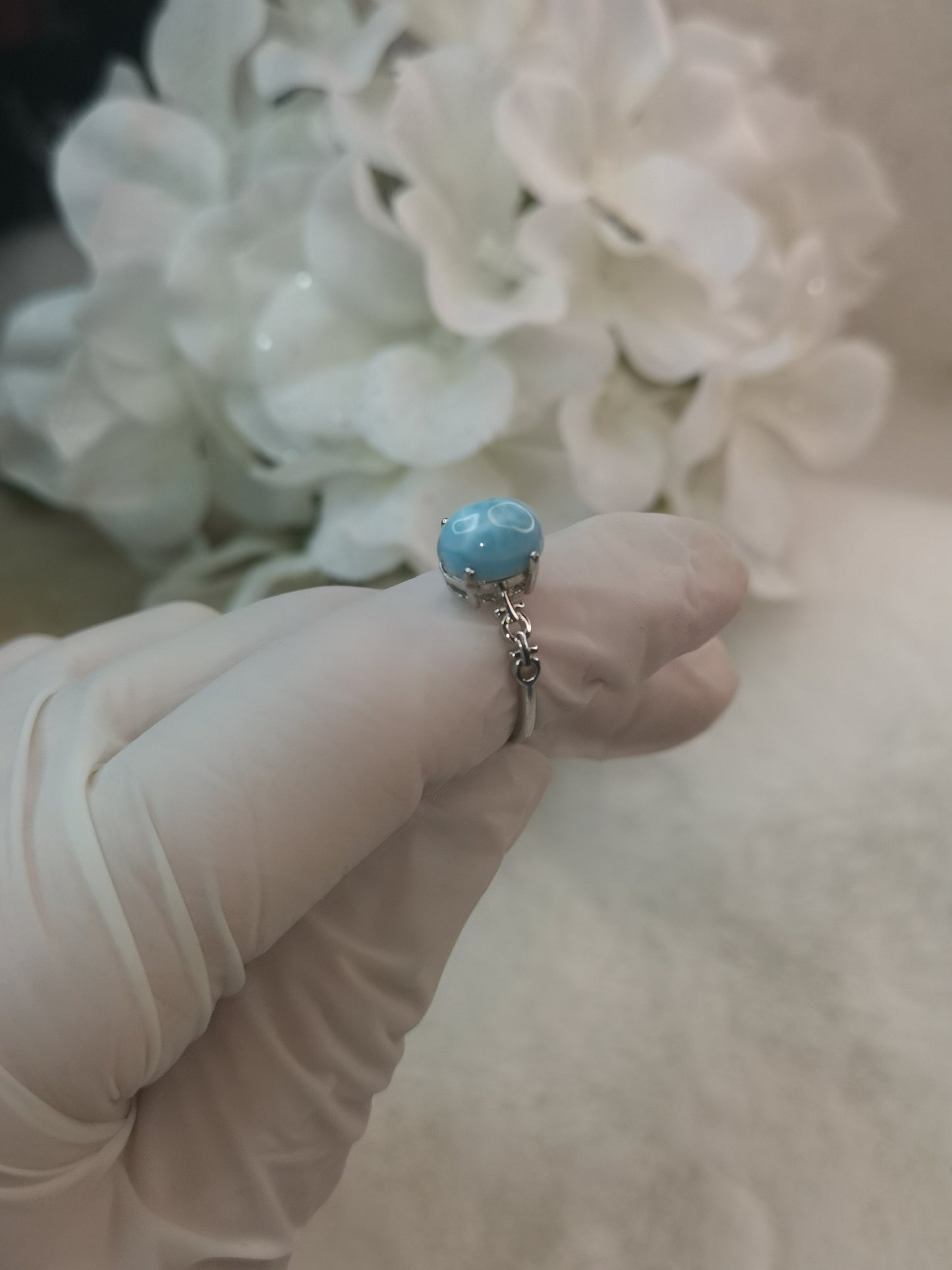 Larimar 925 Silber Ring, verstellbar
