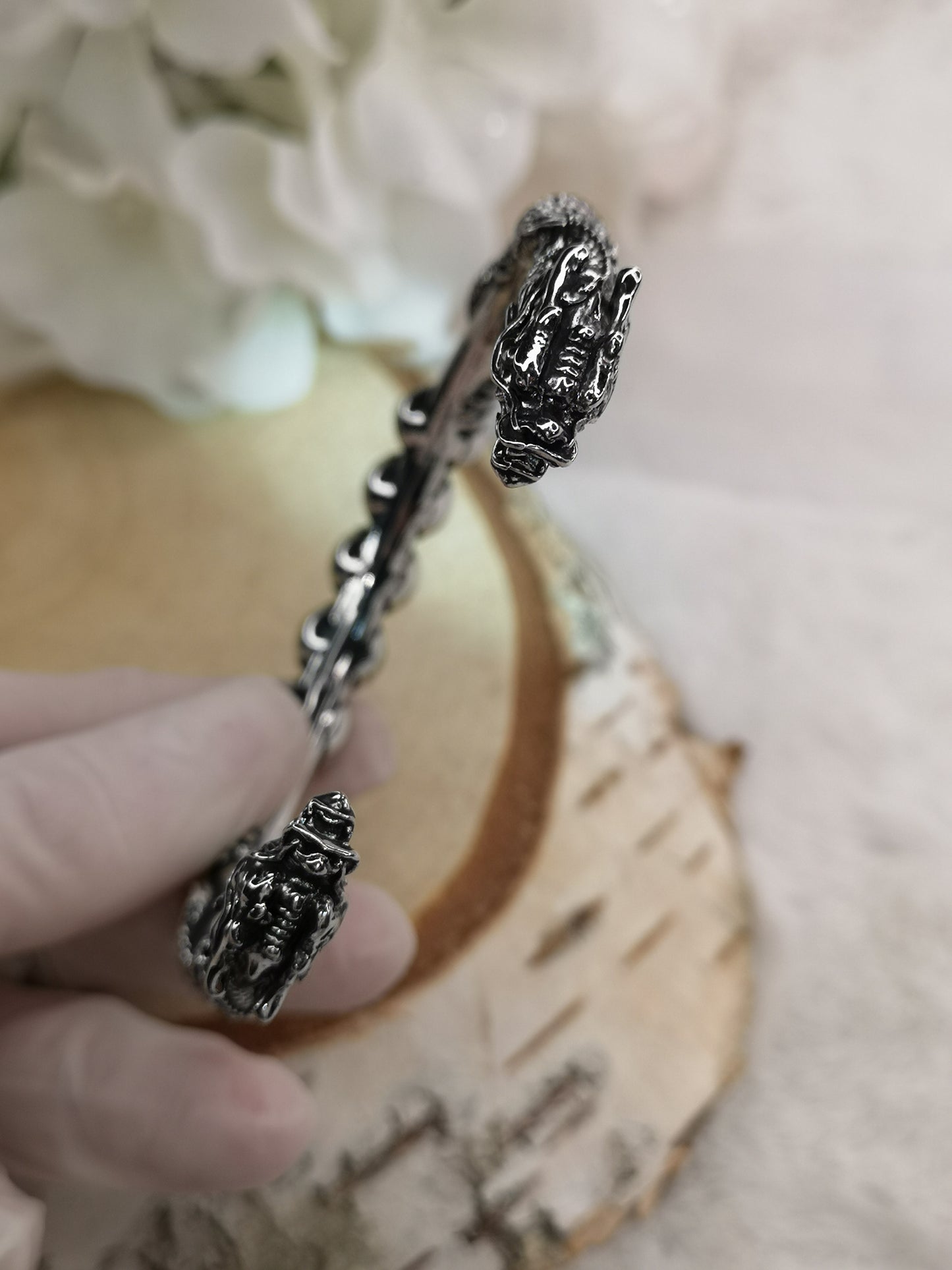 Gartenquartz Edelsteine, Kupfer Drachendesign Armband