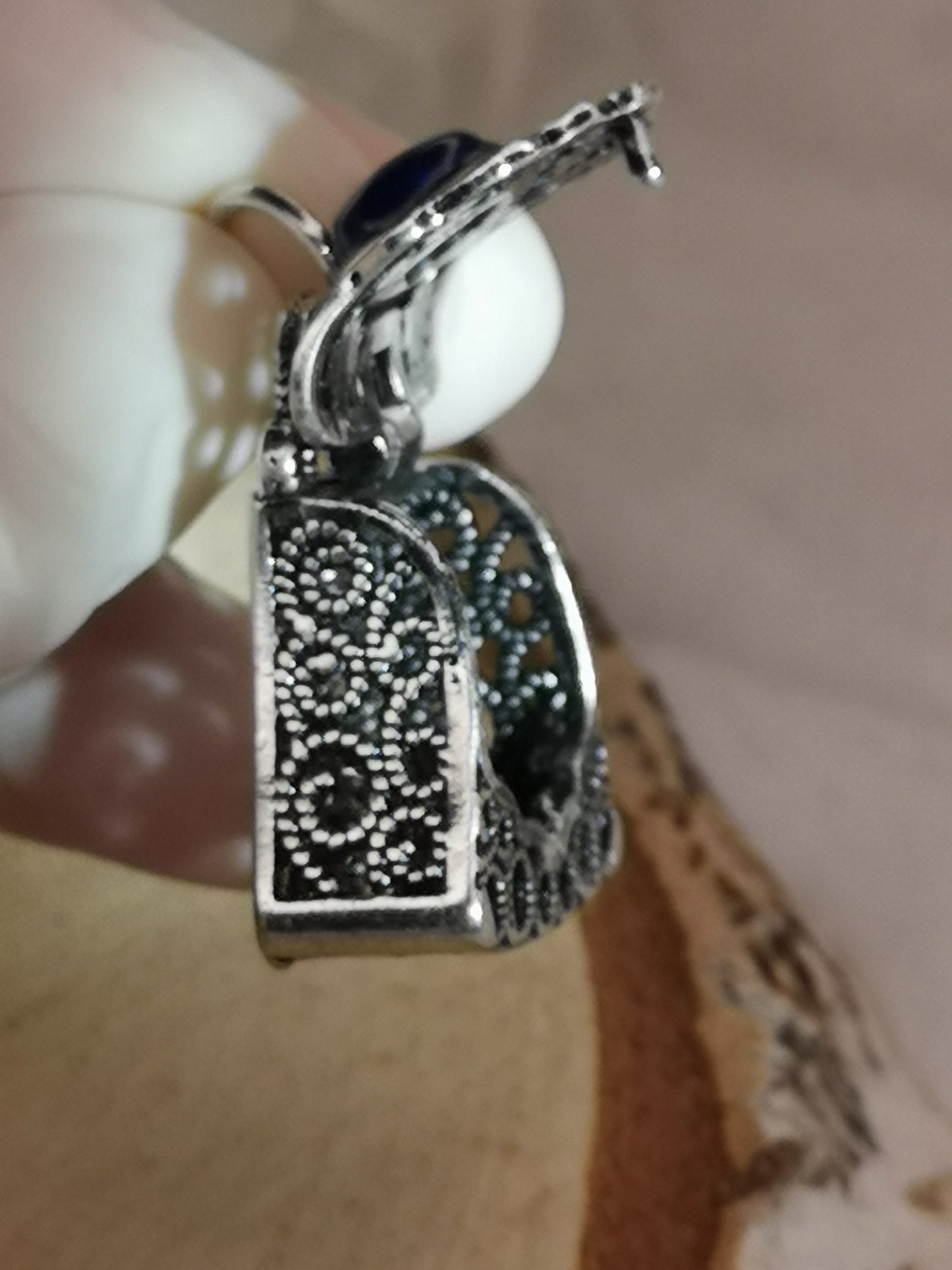 Lapislazuli Edelstein, Kupfer Ketten Anhänger, Taschen Design