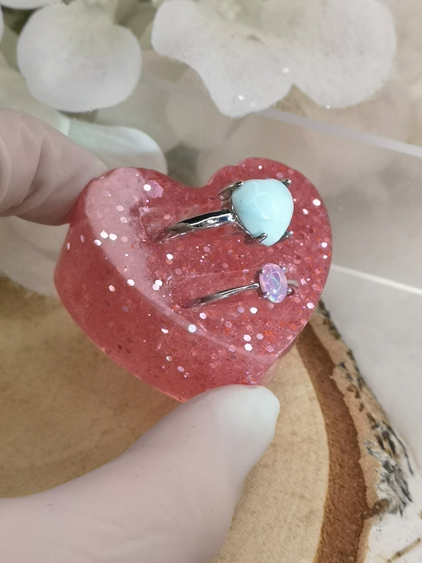 Herz Ring Halter aus Kunstharz Unikat Resinart Handmade #dayza