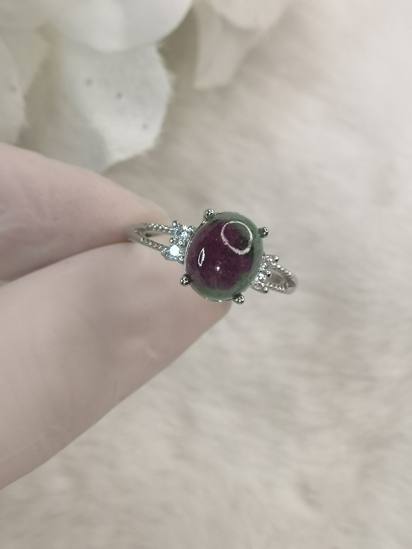 Rubin Zoisit, Kupfer Ring, verstellbar.