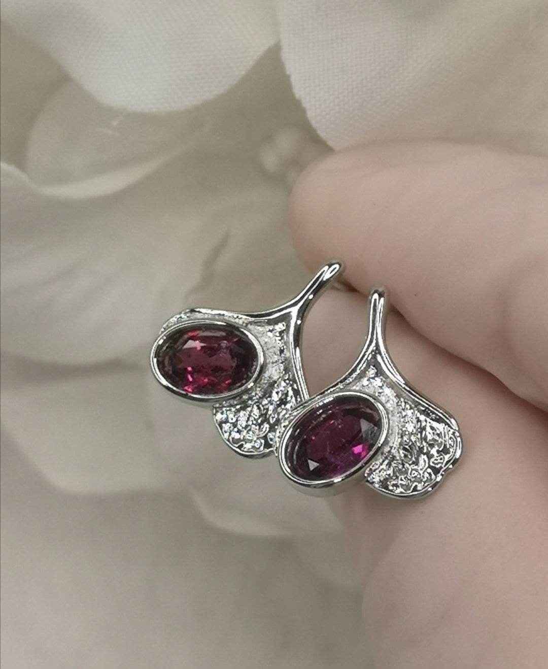 Purple Garnet Edelstein, 925 Silber Ohrringe