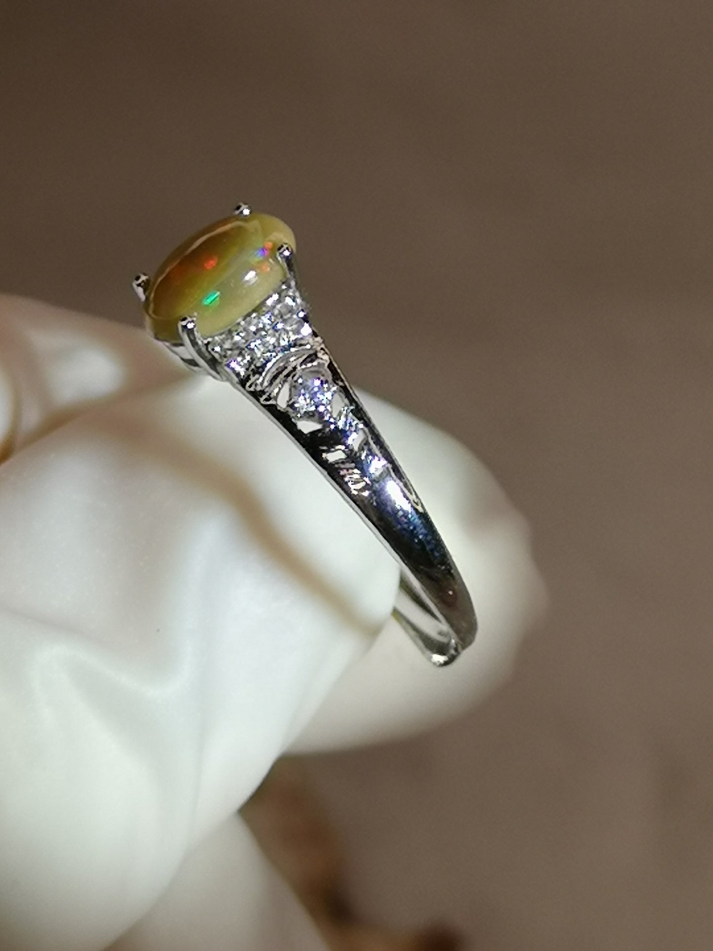 Opal Edelstein, Kupfer Ring, verstellbar