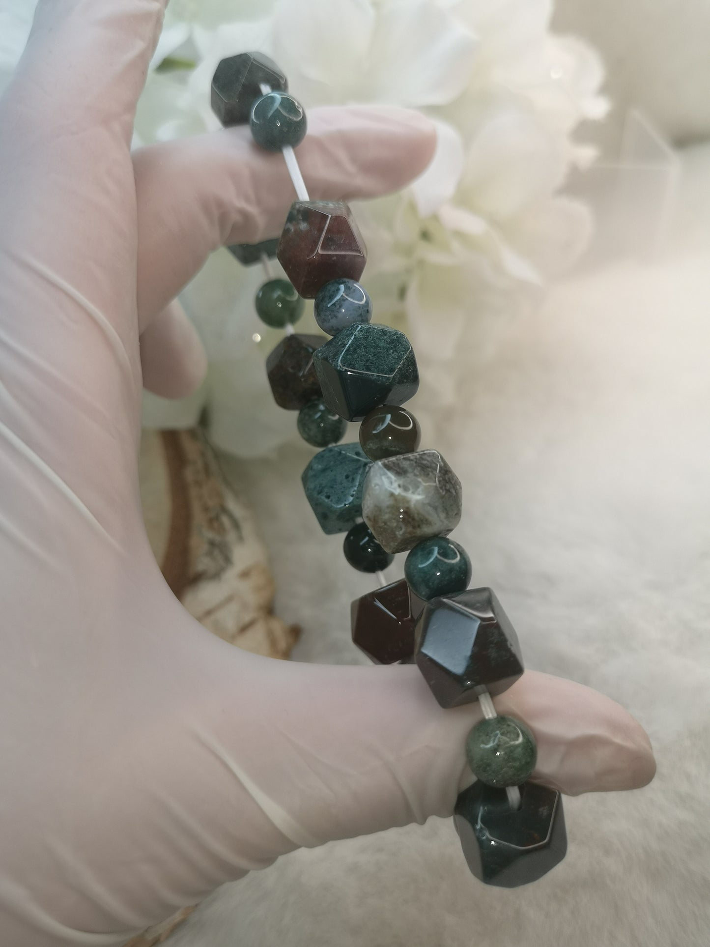 Moos Achat Edelstein, Armband