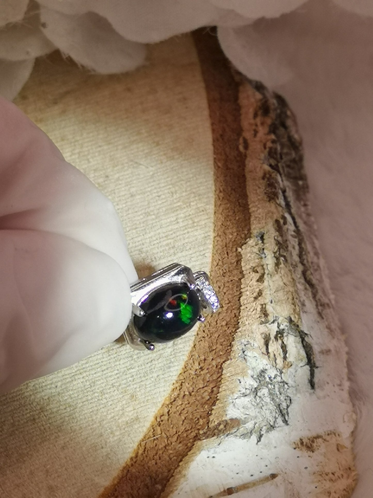 Black Opal Edelstein, 925 Silber Ketten Anhänger