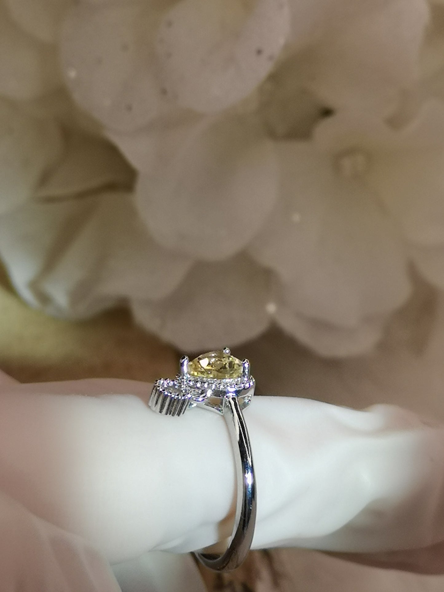 Citrin Herz Edelstein, Kupfer Ring verstellbar
