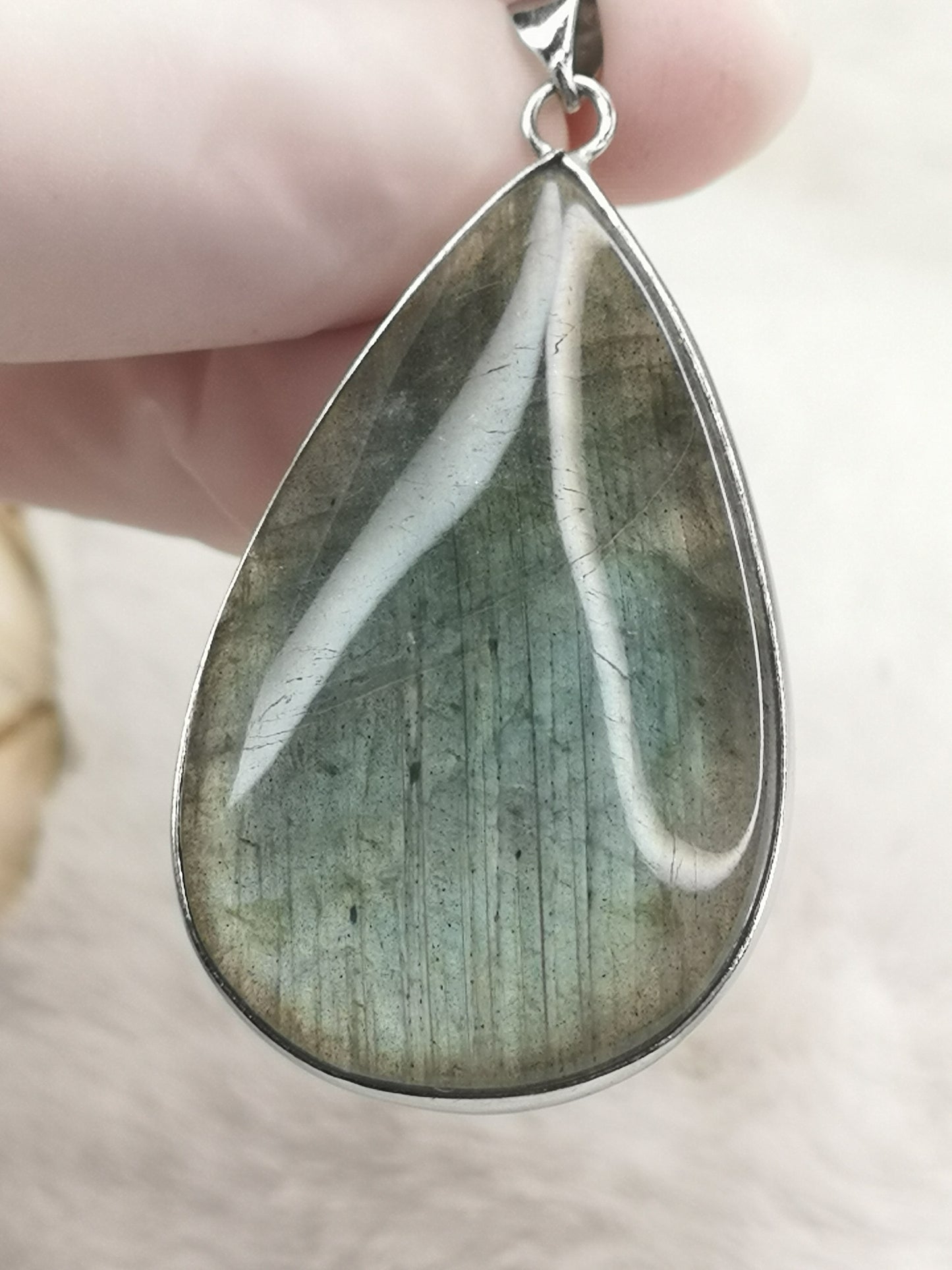 Labradorite Edelstein, 925 Silber Tropfen Ketten Anhänger