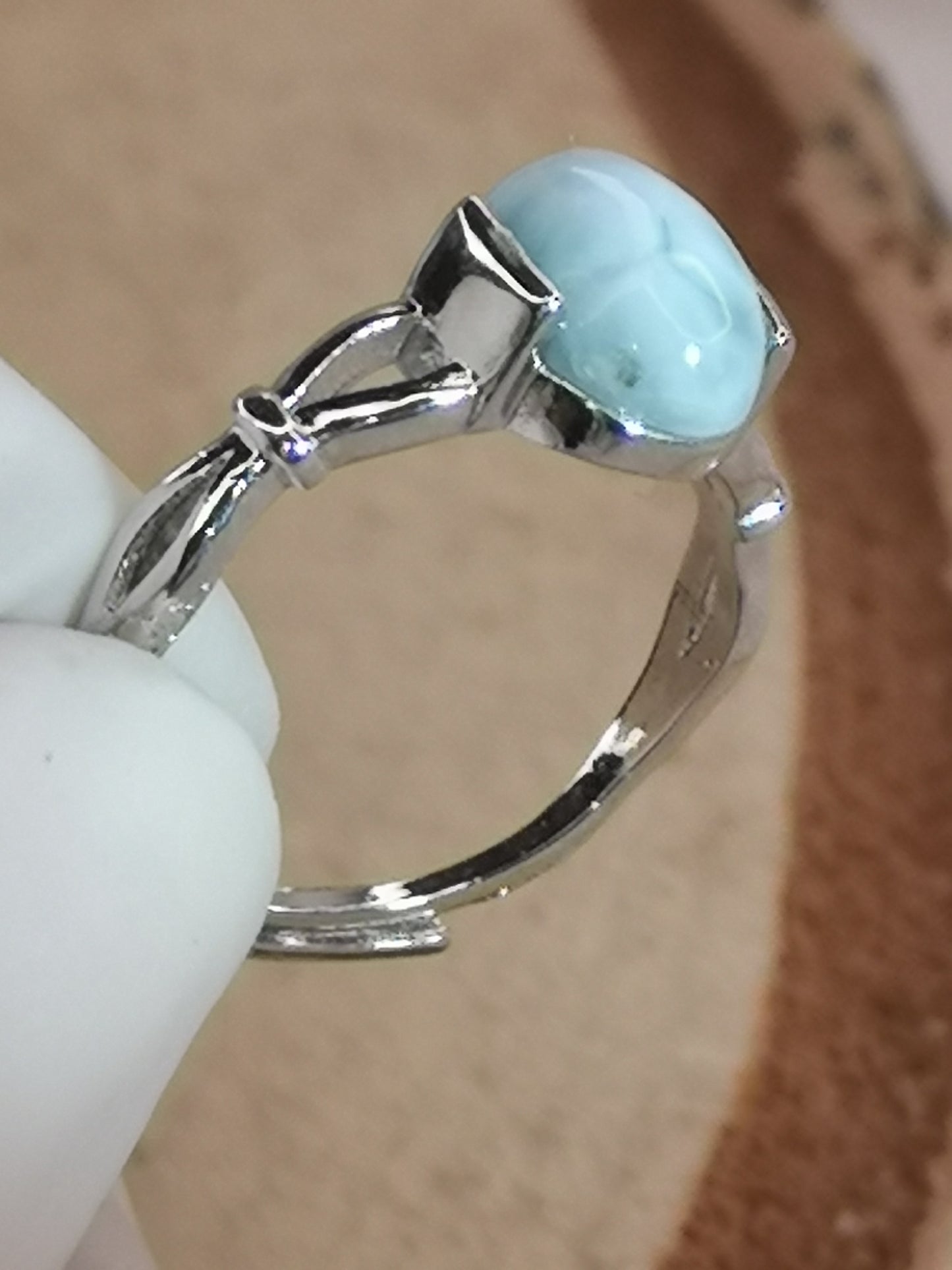Larimar Edelstein Kupfer Ring verstellbar