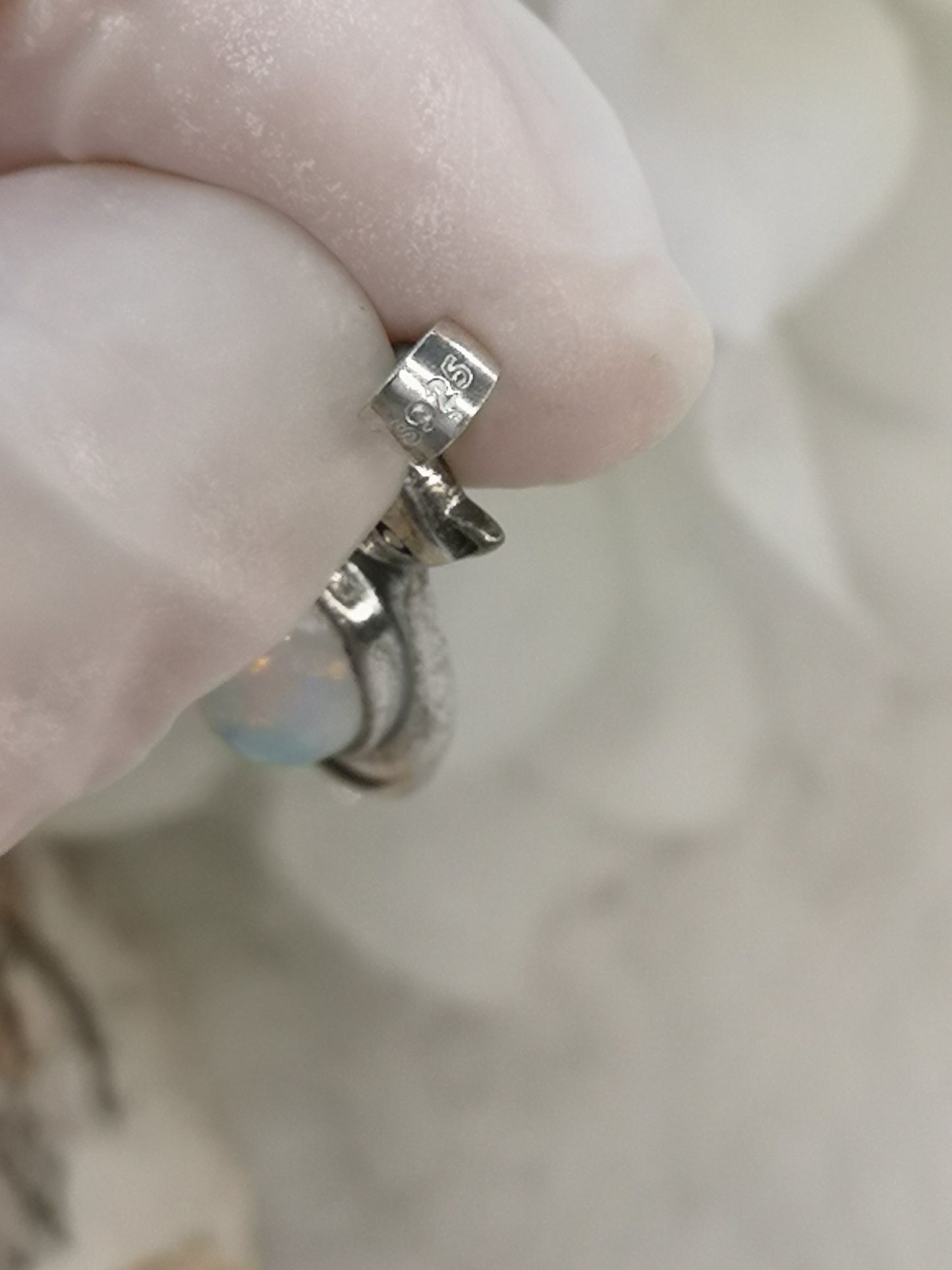 Opal Edelstein 925 Silber Ketten Anhänger Katzen Design