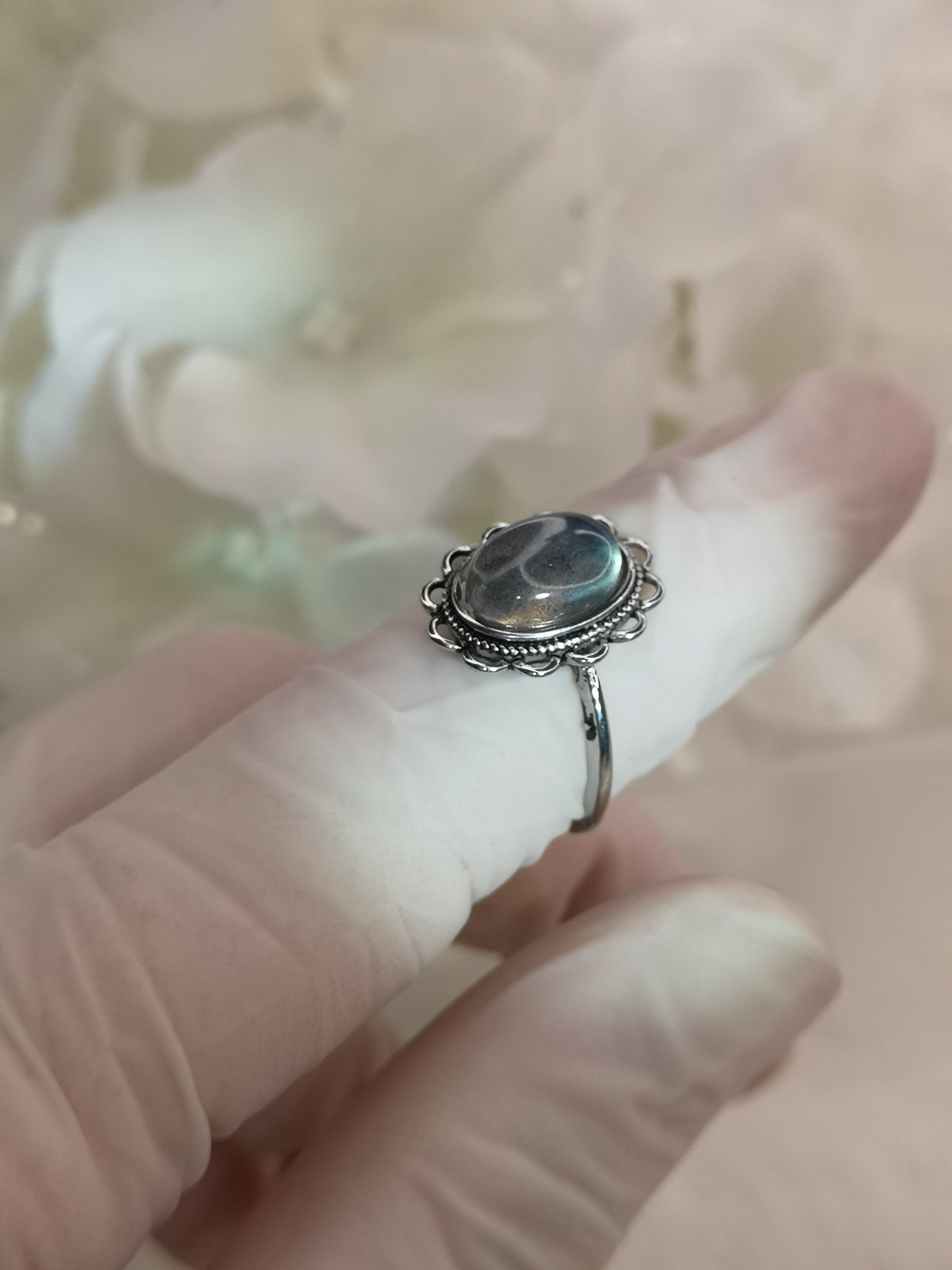 Labradorite Edelstein Kupfer Ring verstellbar