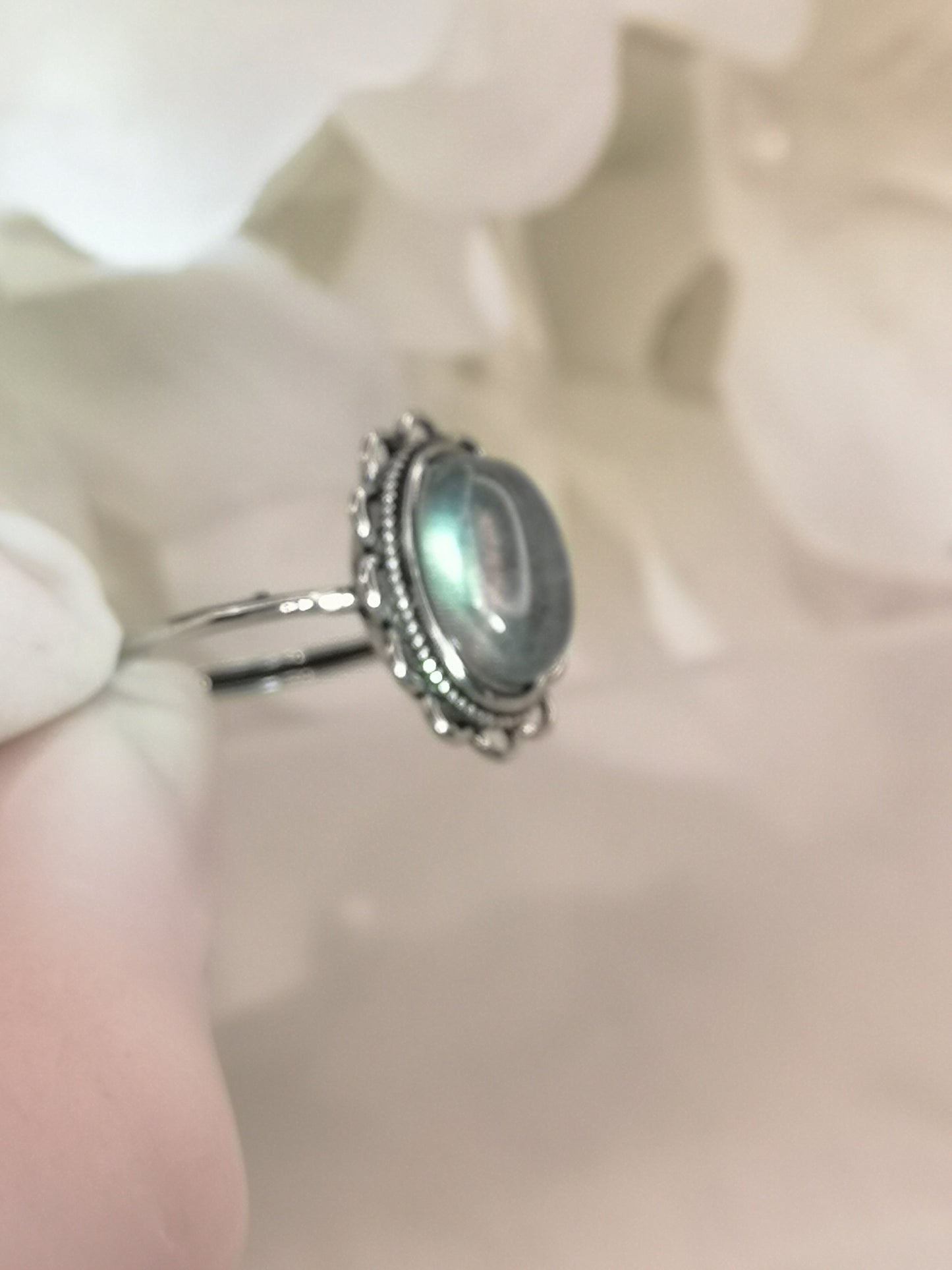 Labradorite Edelstein Kupfer Ring verstellbar