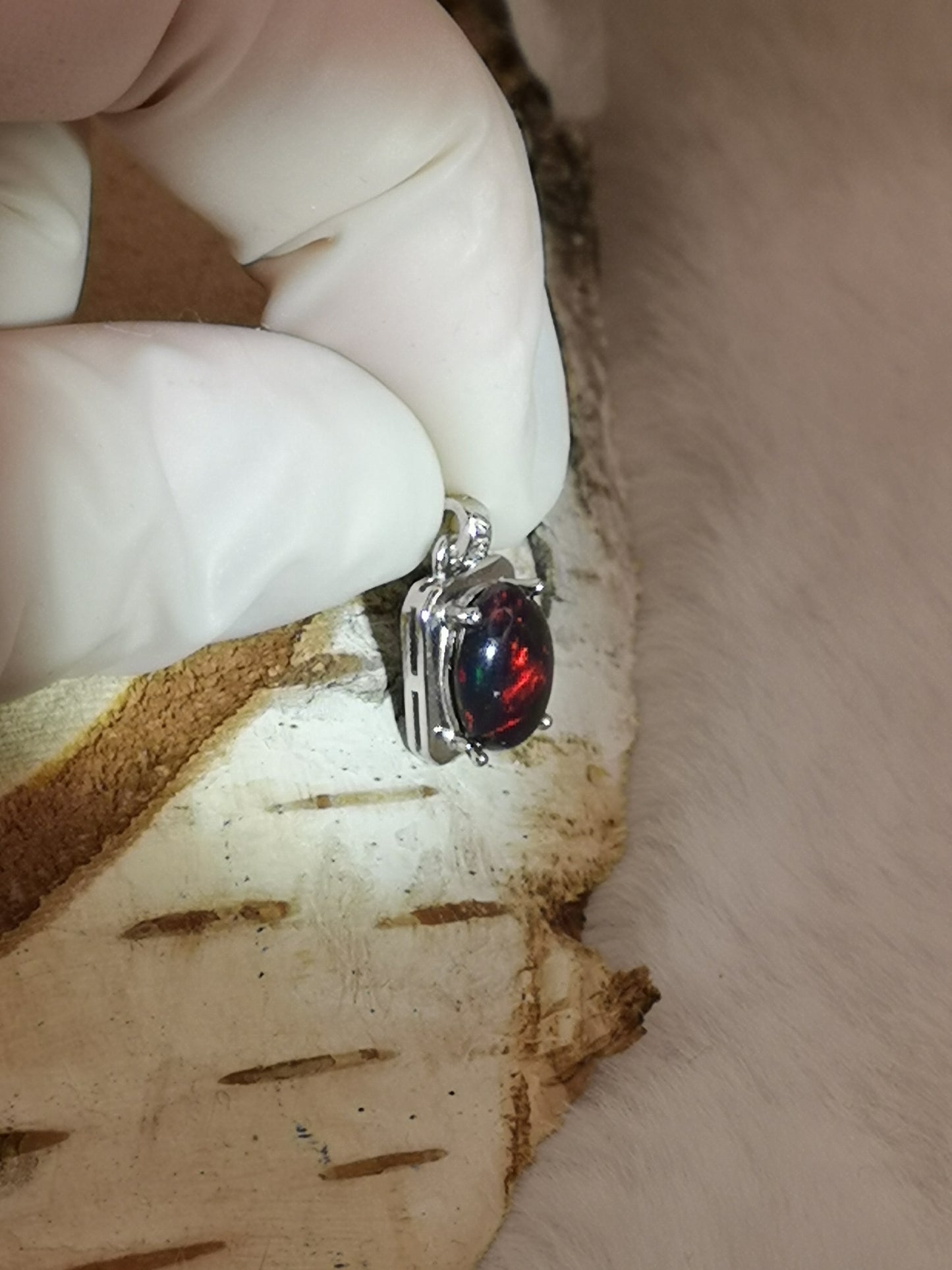 Black Opal Edelstein 925 Silber Ketten Anhänger