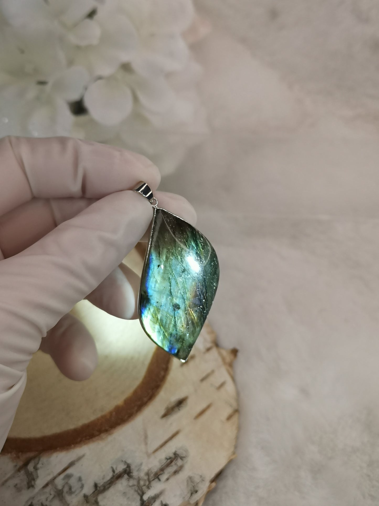 Labradorite Edelstein Tropfen, Kupfer Ketten Anhänger