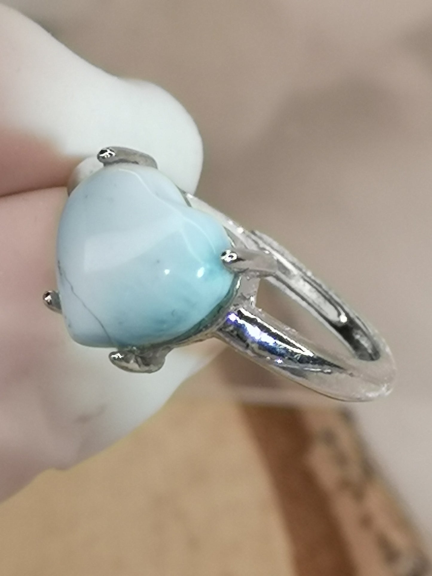 Larimar Edelstein, Kupfer Ring verstellbar