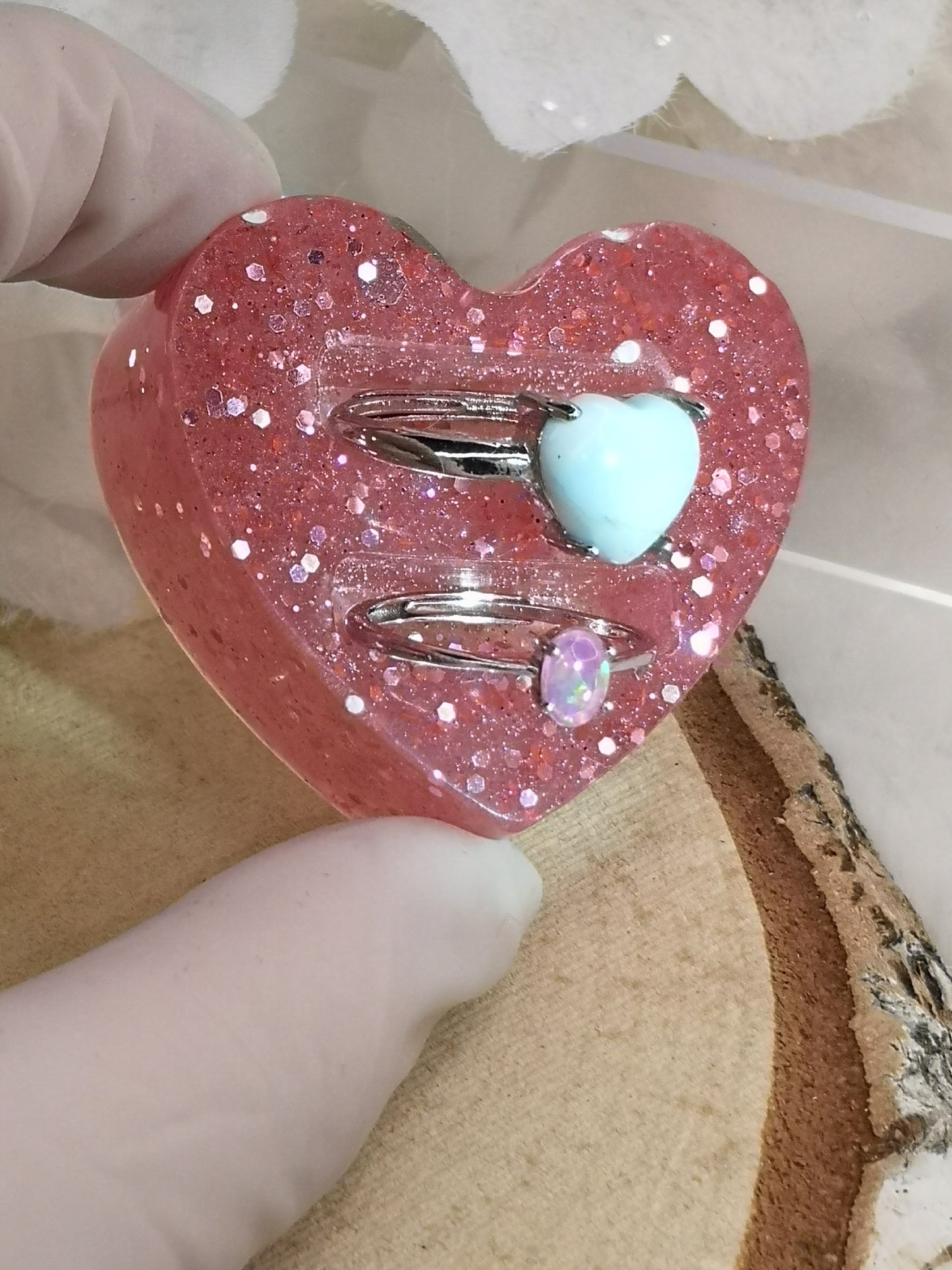 Herz Ring Halter aus Kunstharz Unikat Resinart Handmade #dayza