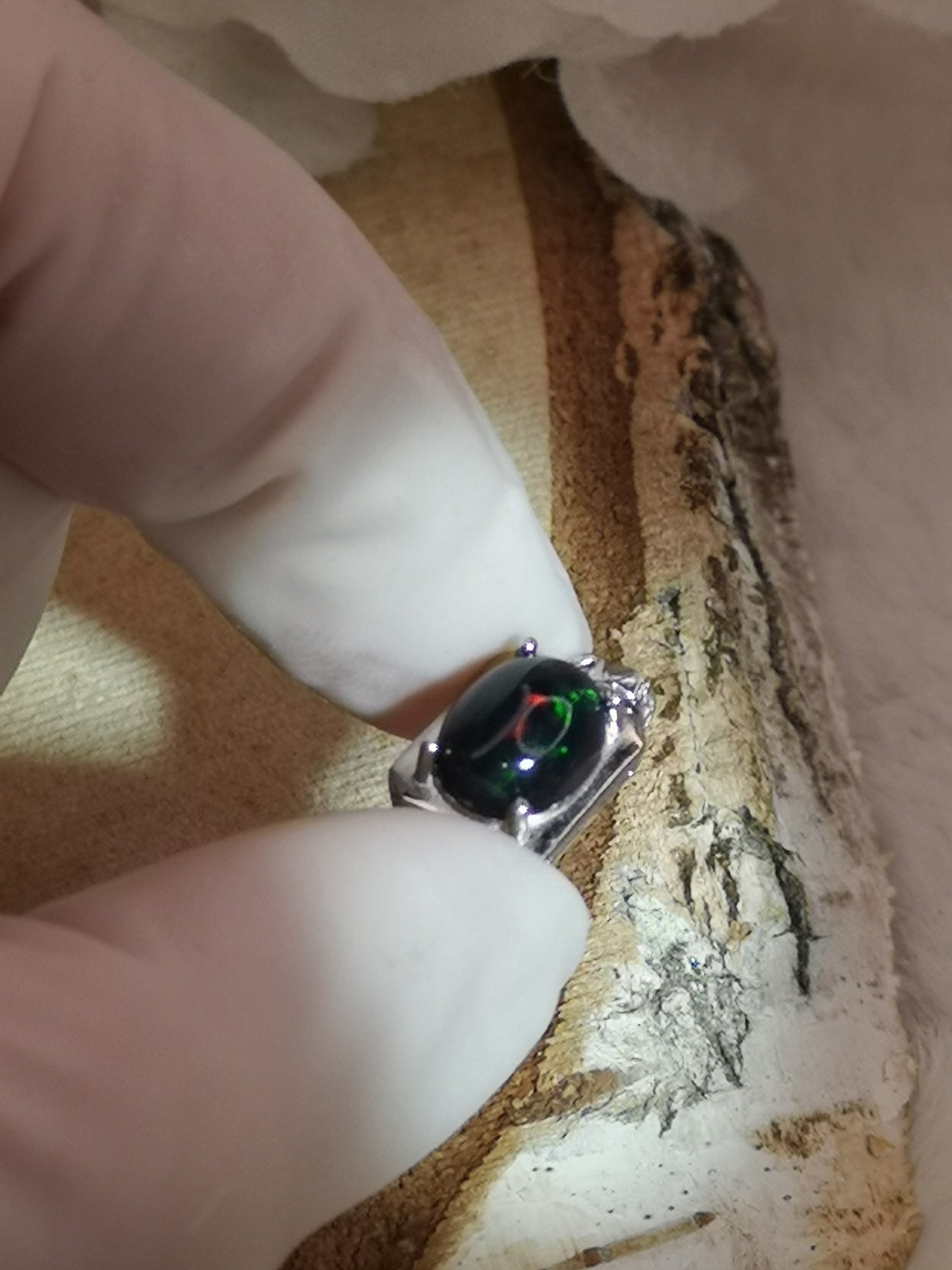 Black Opal Edelstein, 925 Silber Ketten Anhänger