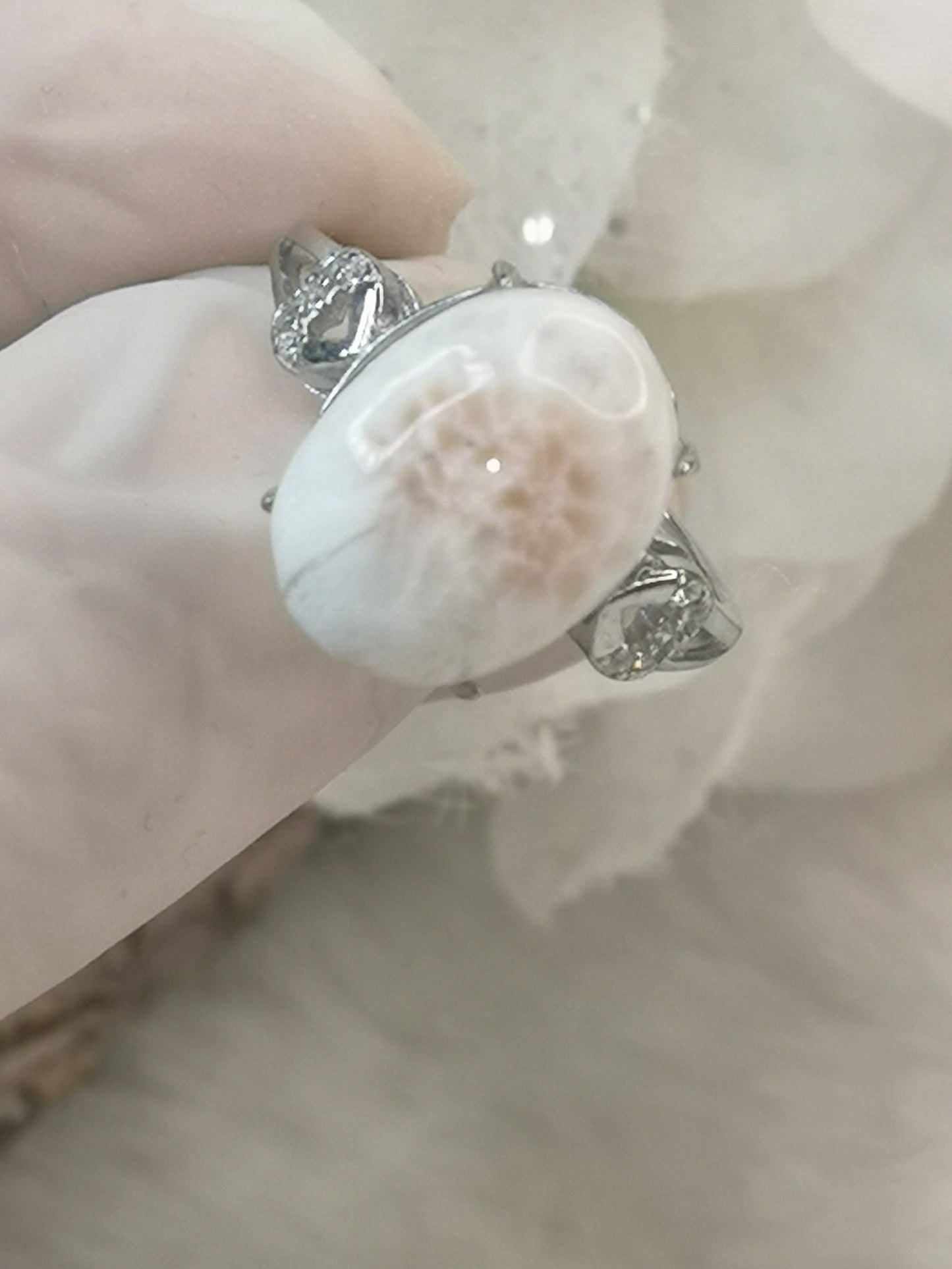 Pink Larimar 925 Silber Ring verstellbar