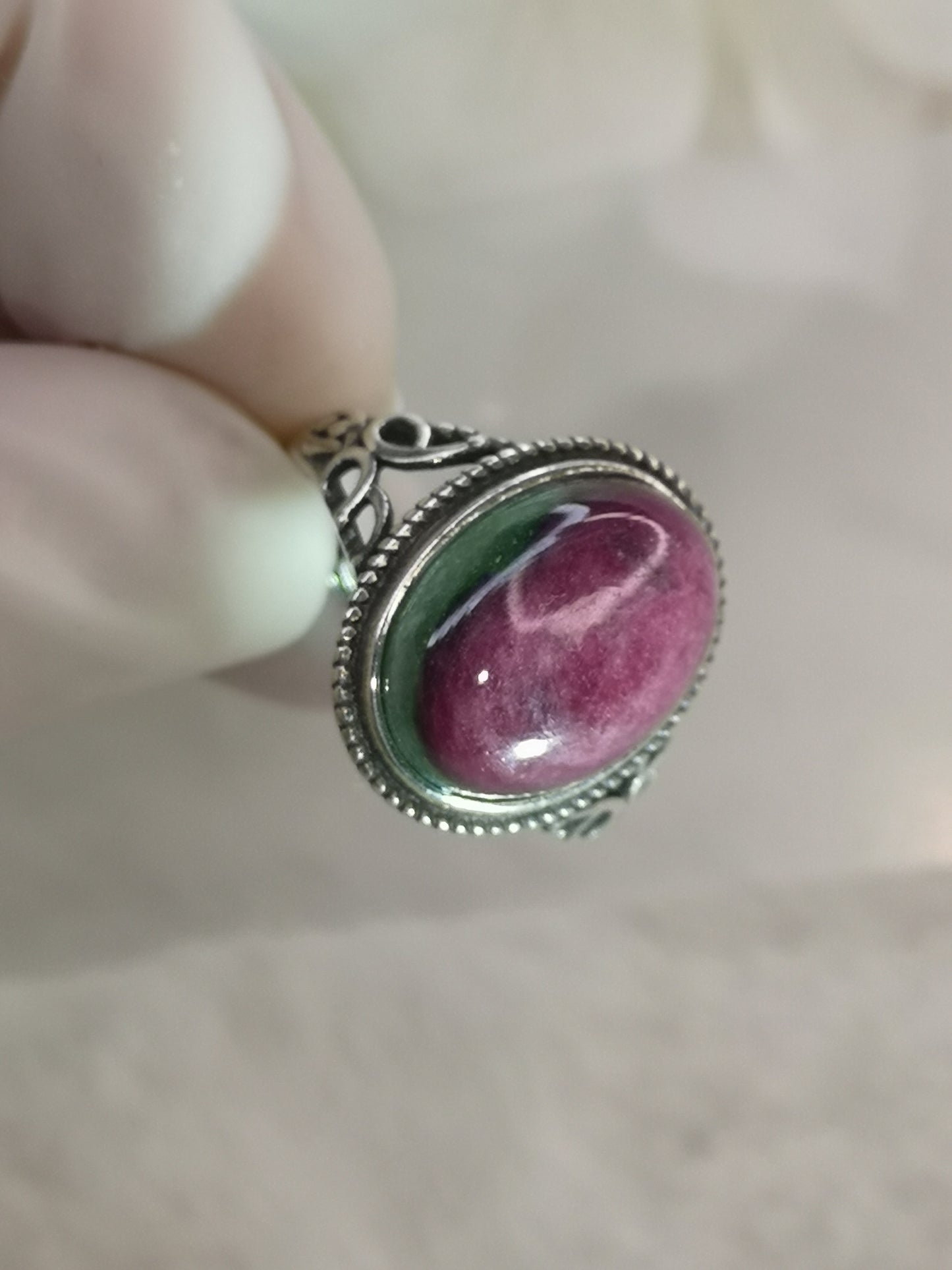 Rubin in Kyanite 925 Silber Ring verstellbar Edelstein Schmuck