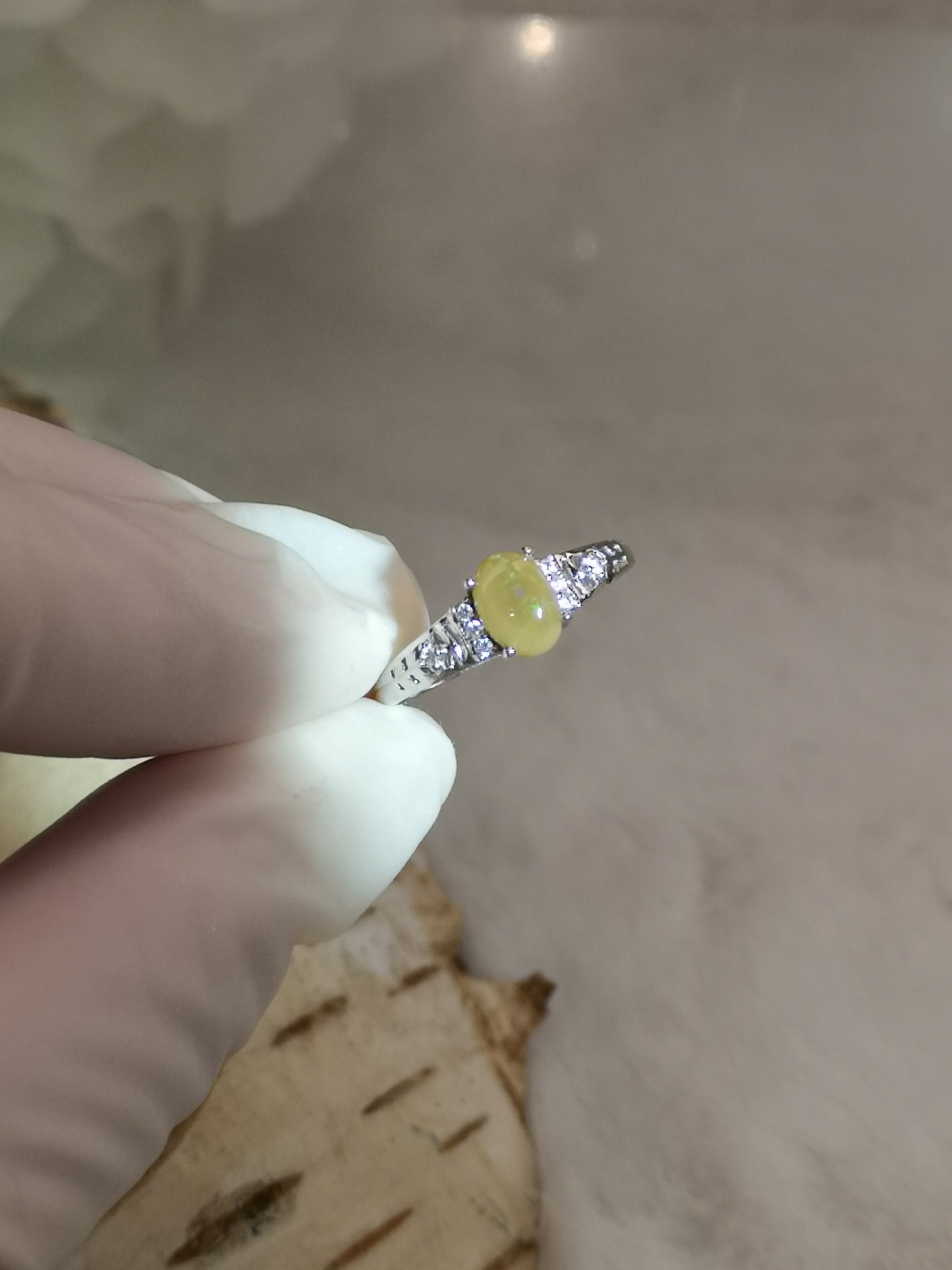 Opal Edelstein, Kupfer Ring, verstellbar