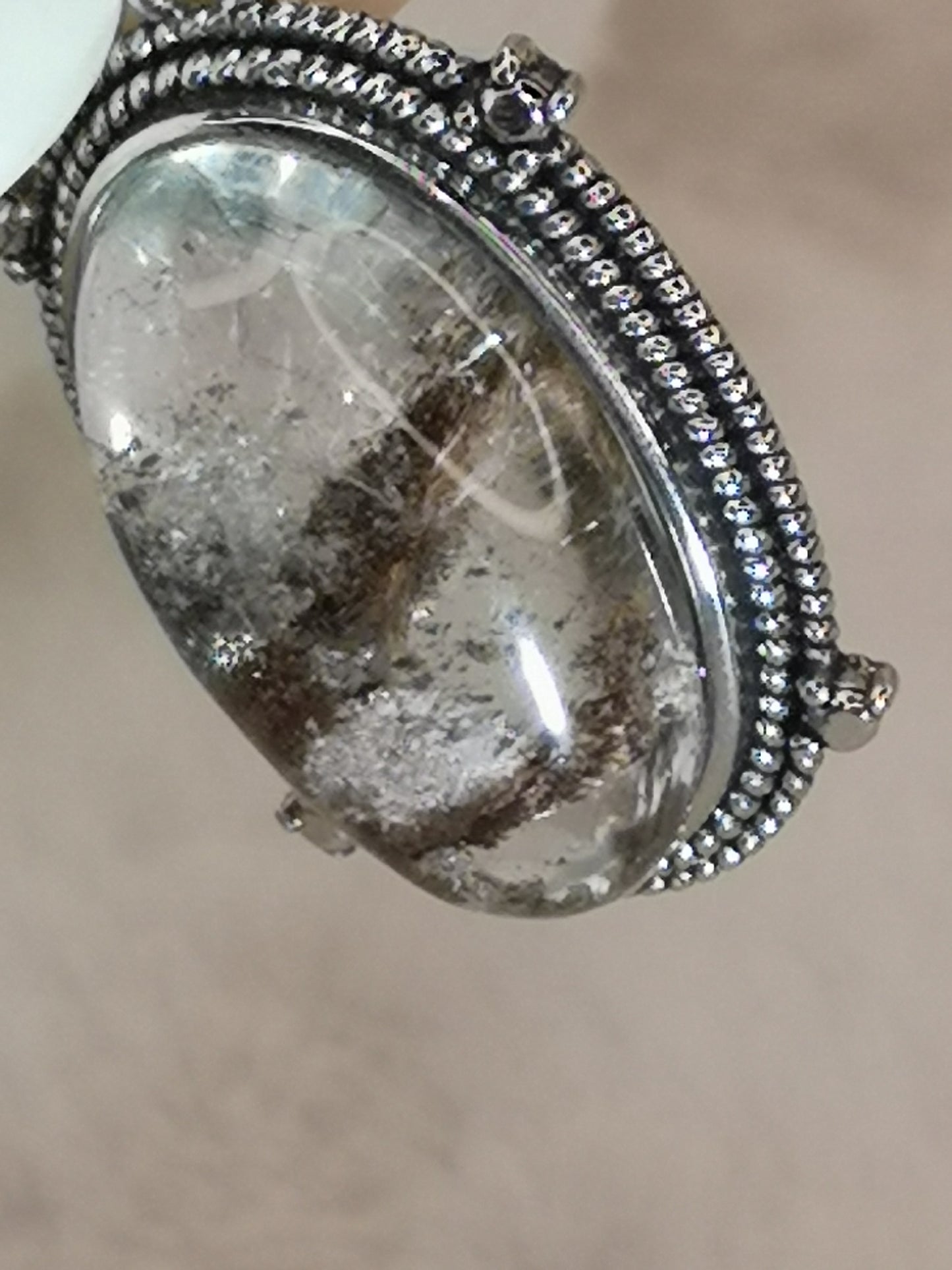 Gartenquartz Edelstein mit Phantomen, Kupfer Ketten Anhänger