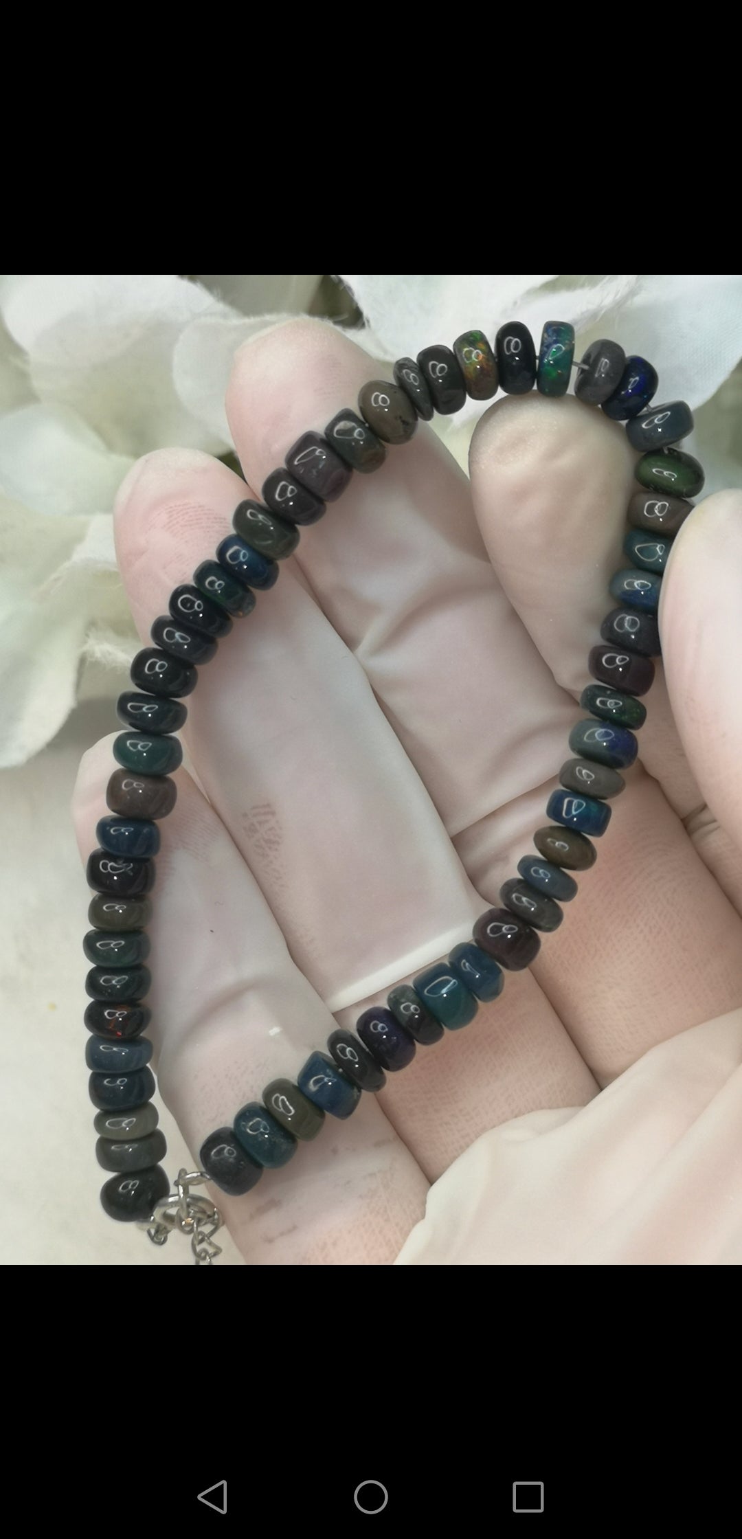 Black Opal Edelstein, 925 Silber Armband