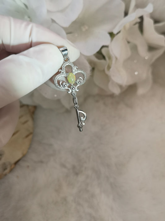 Opal Edelstein, Schlüssel 🗝 Kupfer Ketten Anhänger