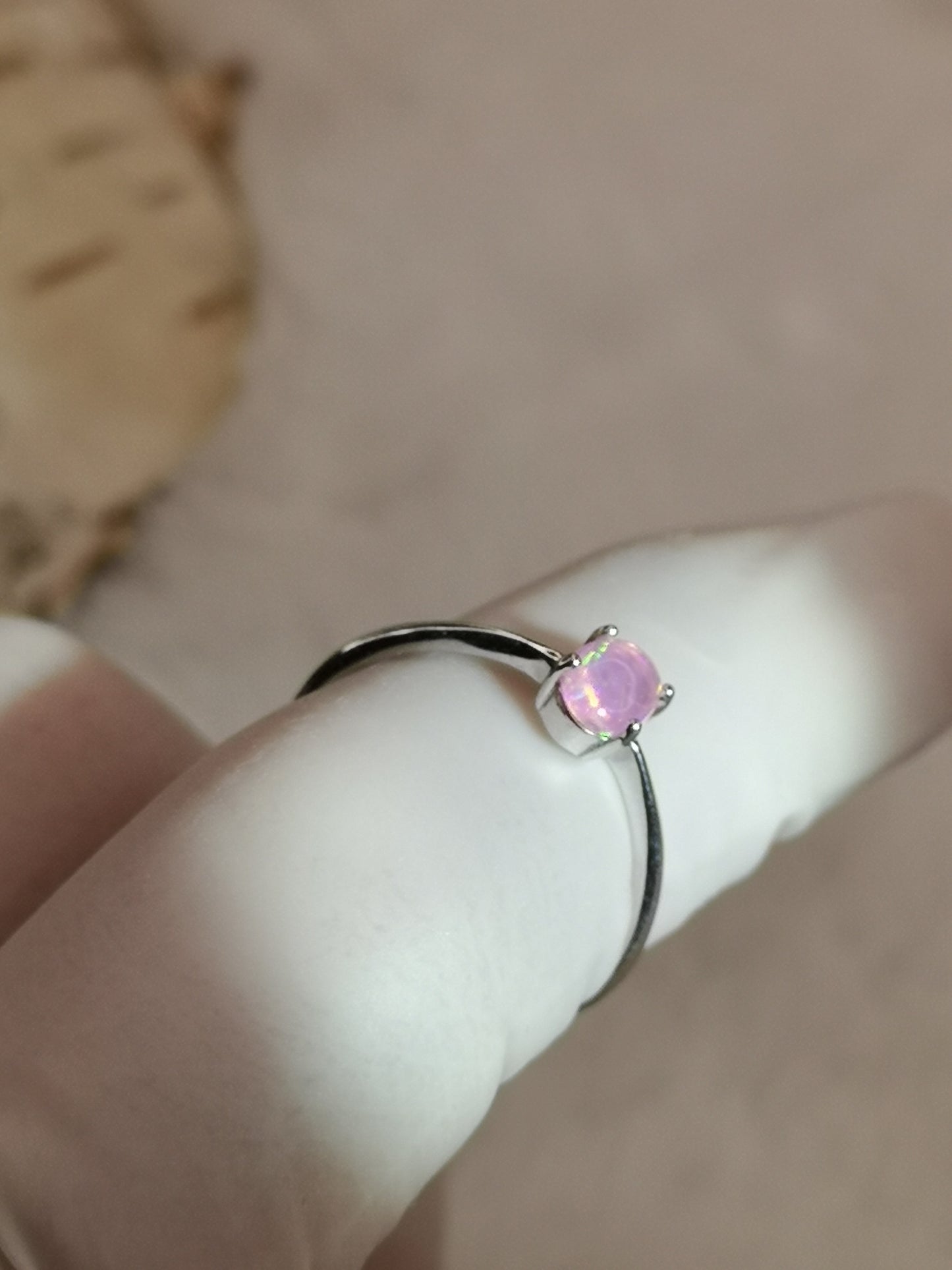 Rosa Opal Edelstein, 925 Silber Ring
