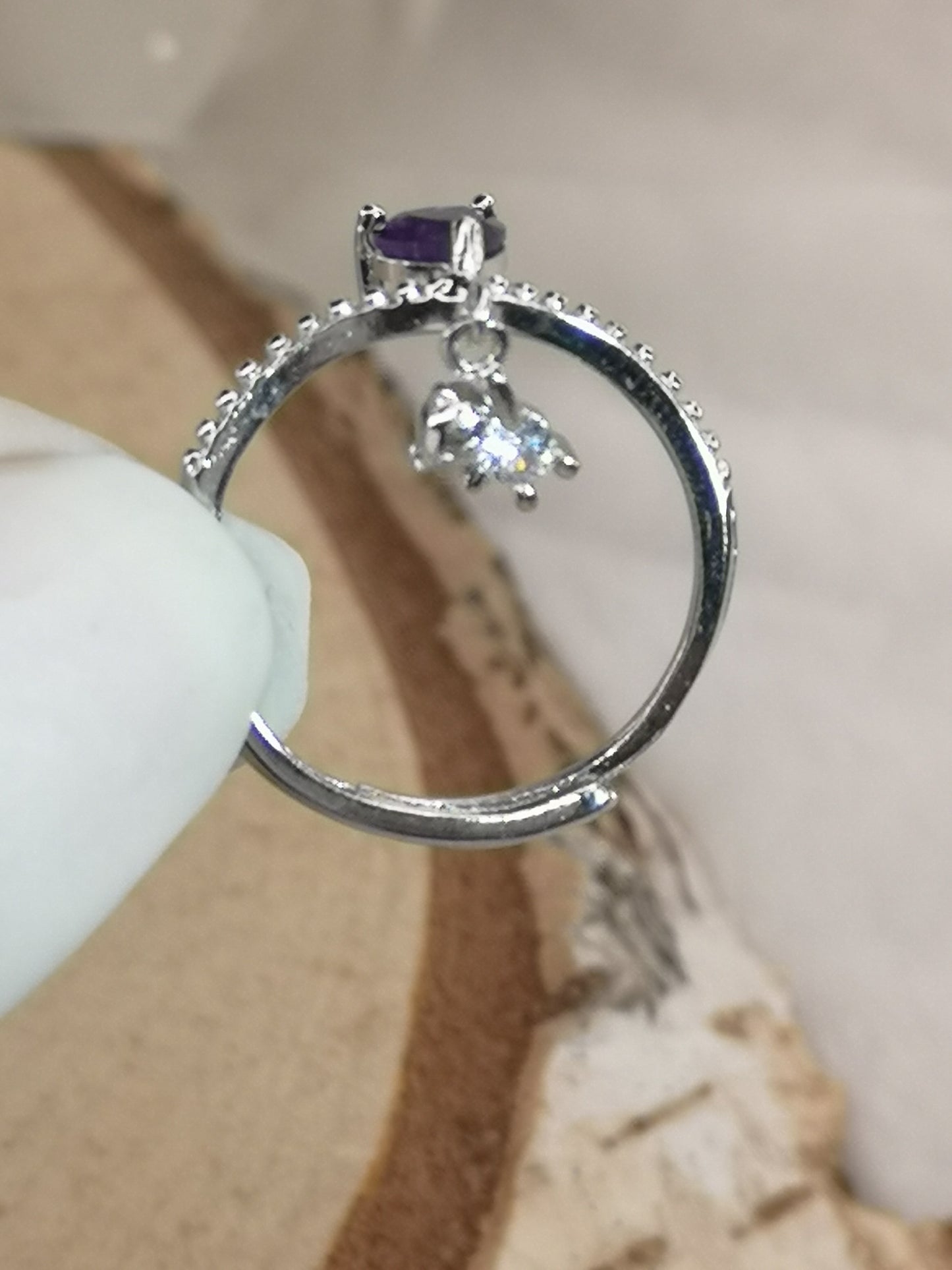 Amethyst Edelstein, Kupfer Ring verstellbar