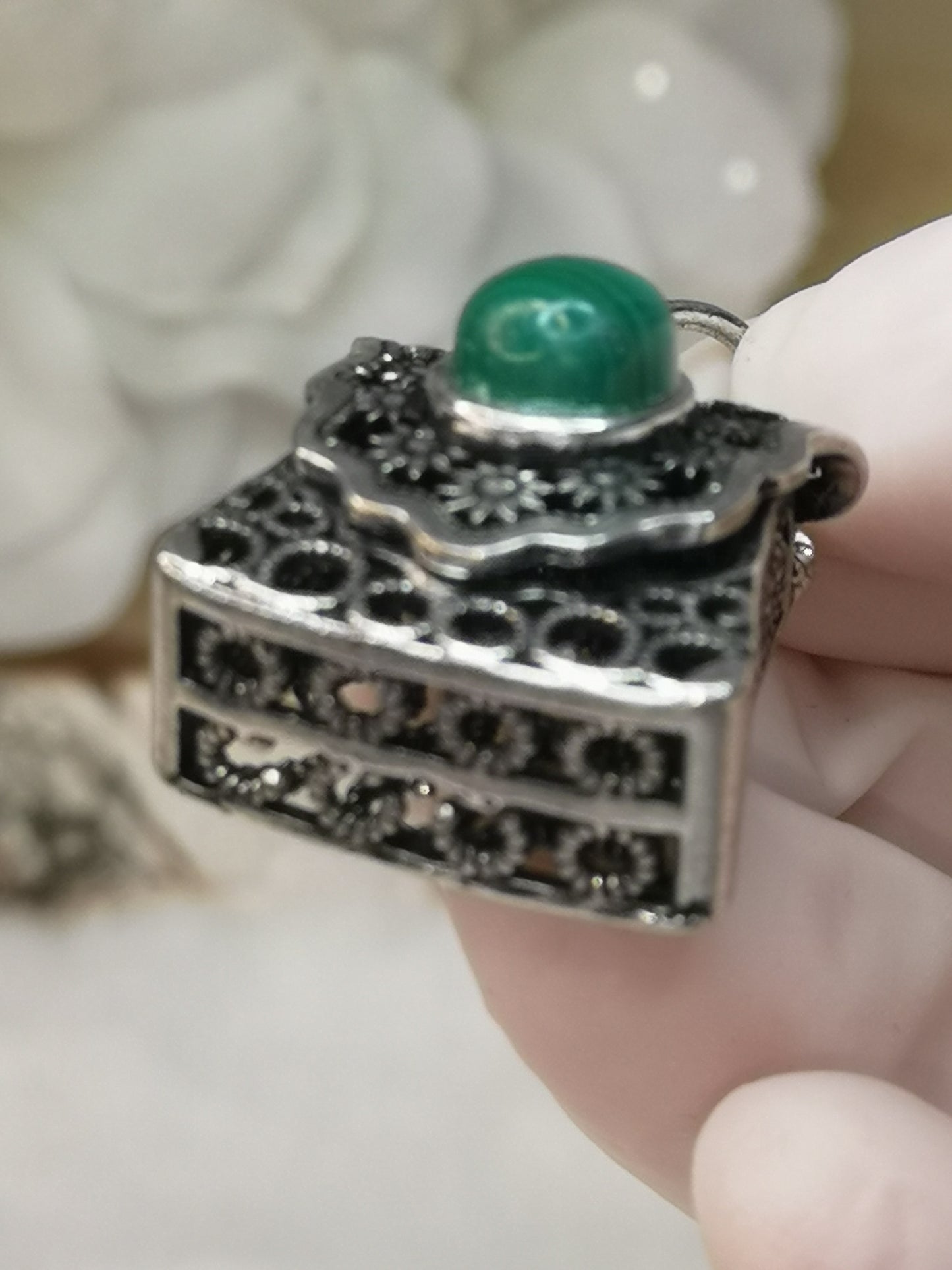 Malachite Anhänger aus Kupfer