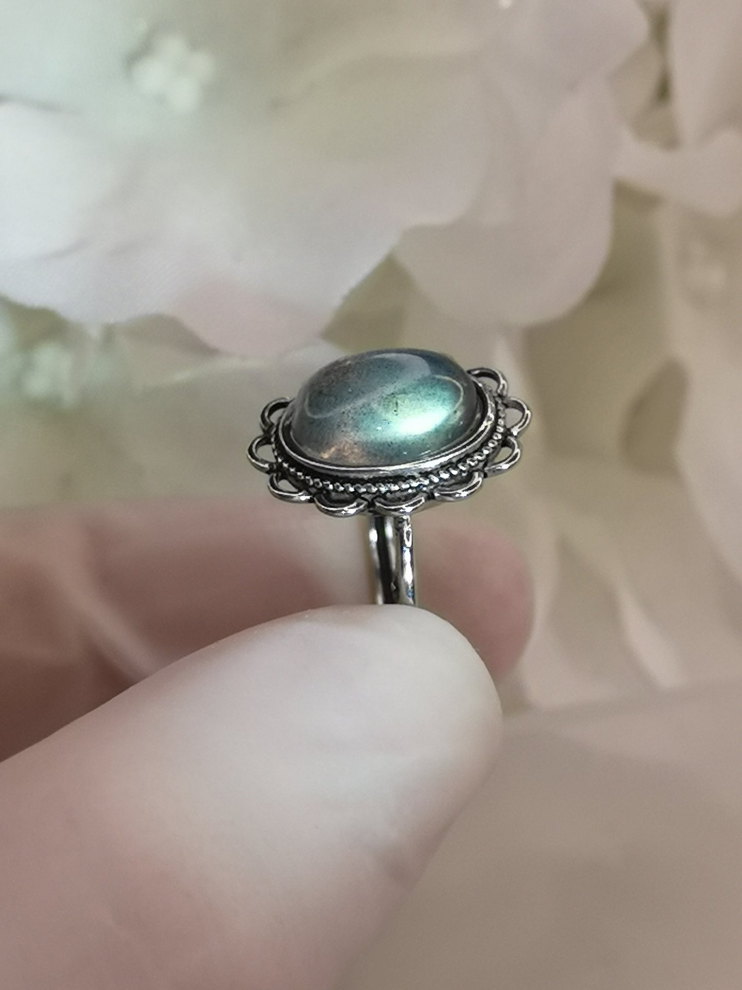 Labradorite Edelstein Kupfer Ring verstellbar