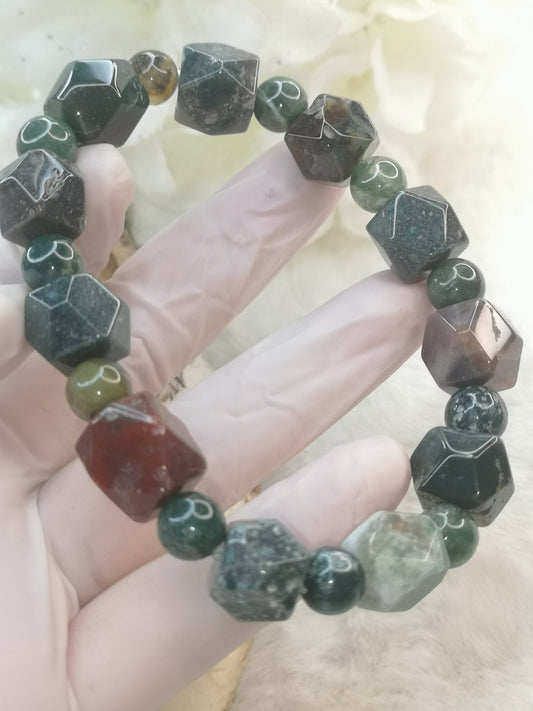 Moos Achat Edelstein, Armband