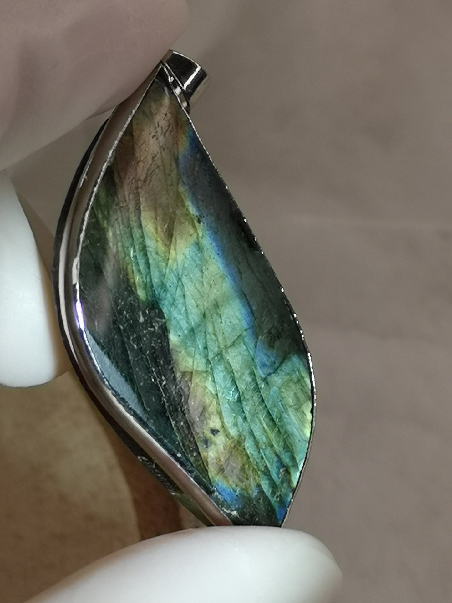 Labradorite Edelstein Tropfen, Kupfer Ketten Anhänger