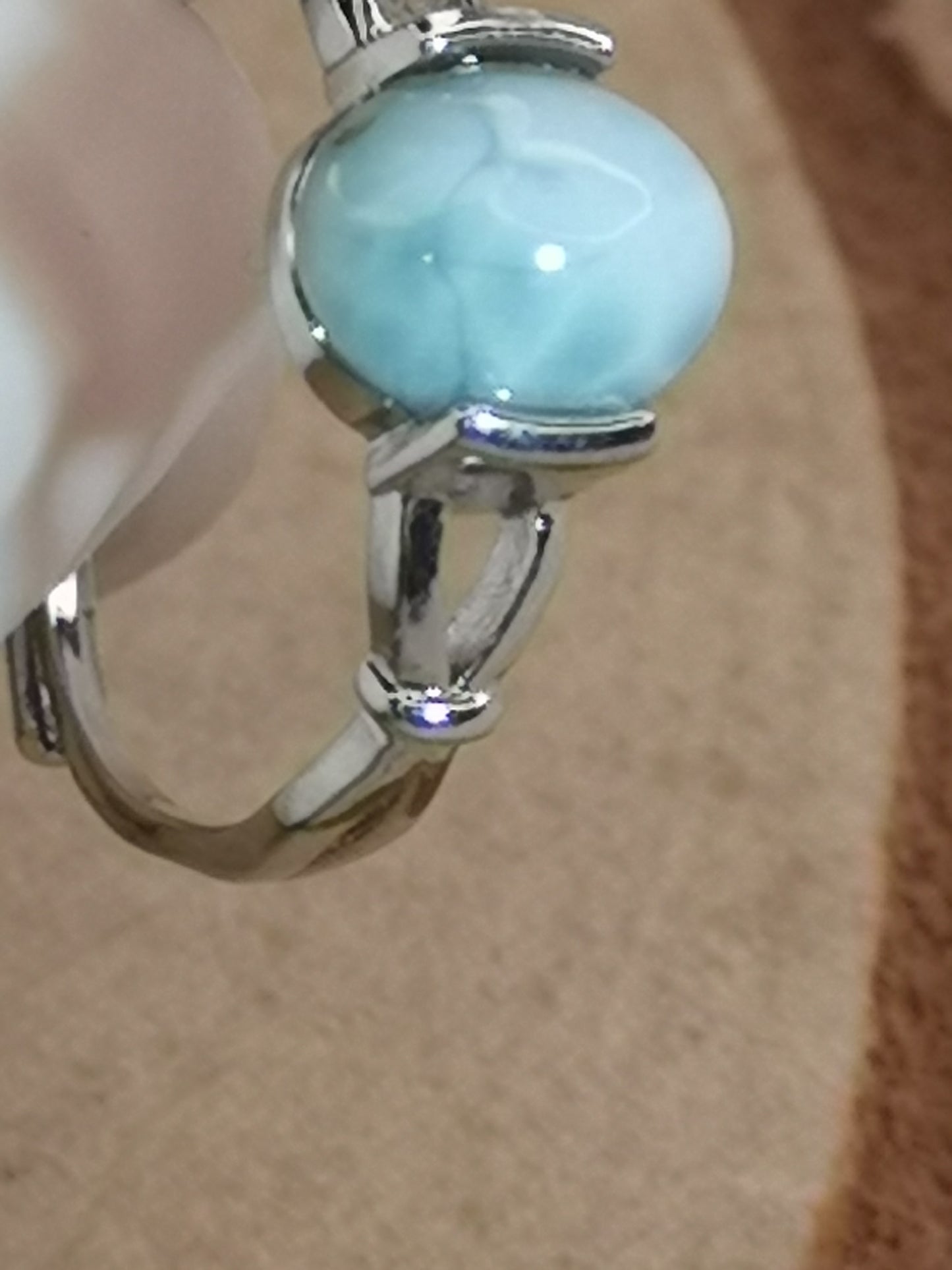 Larimar Edelstein Kupfer Ring verstellbar