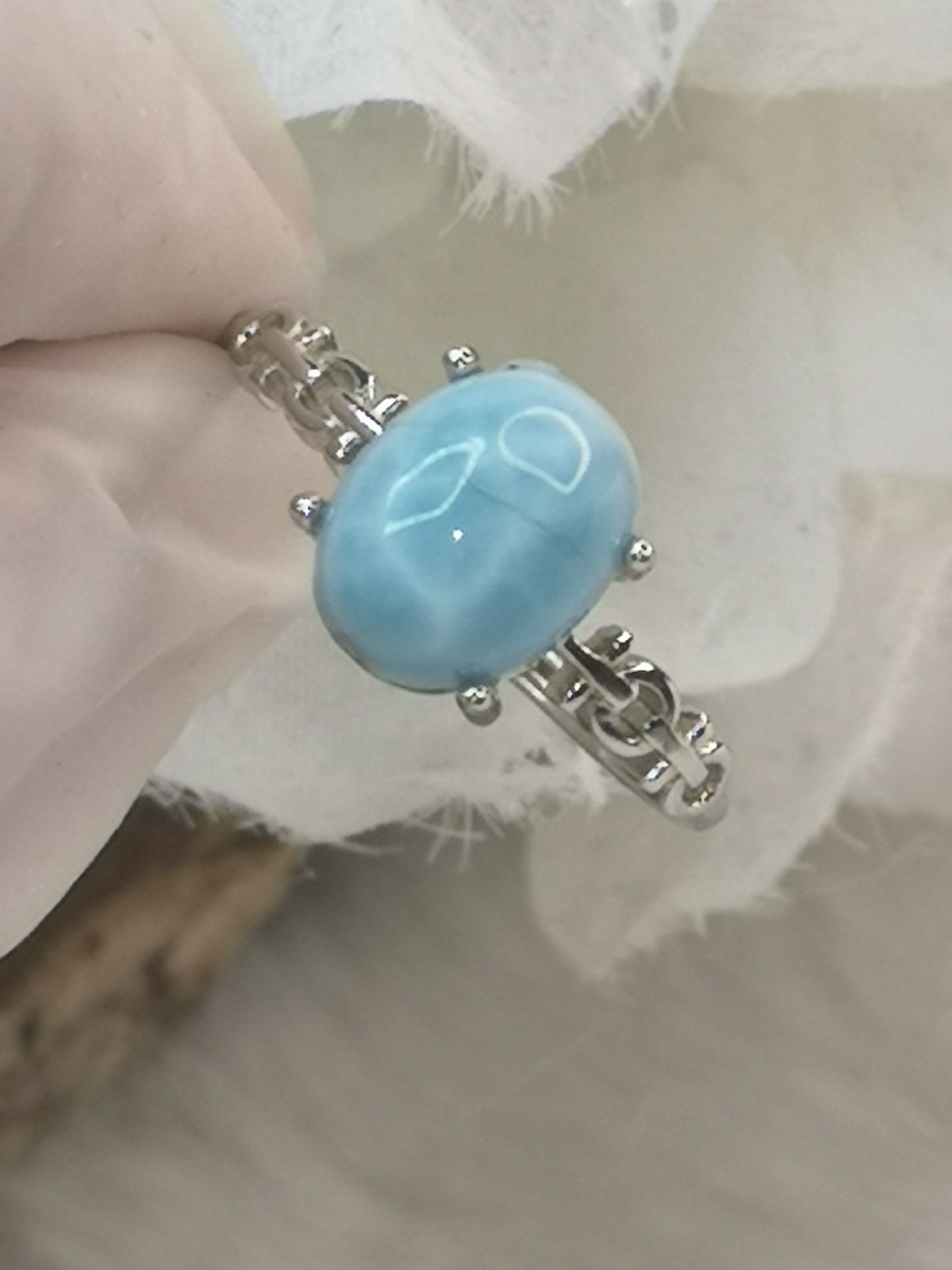 Larimar 925 Silber Ring, verstellbar