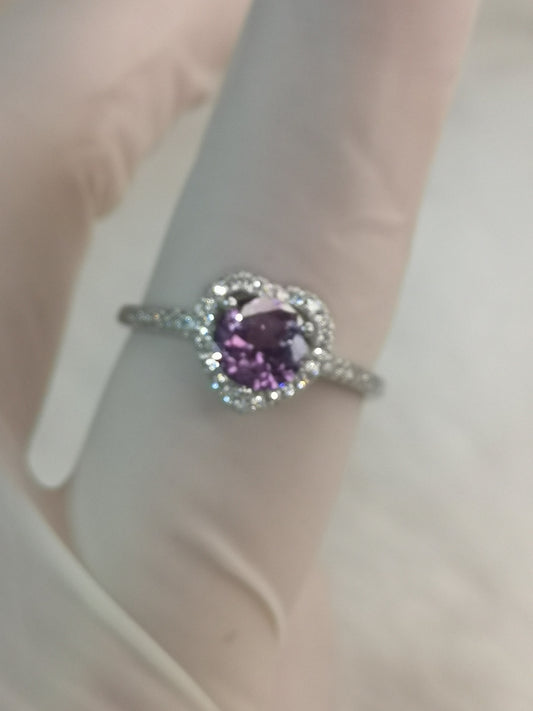 Amethyst Herz Kupfer Ring, verstellbar