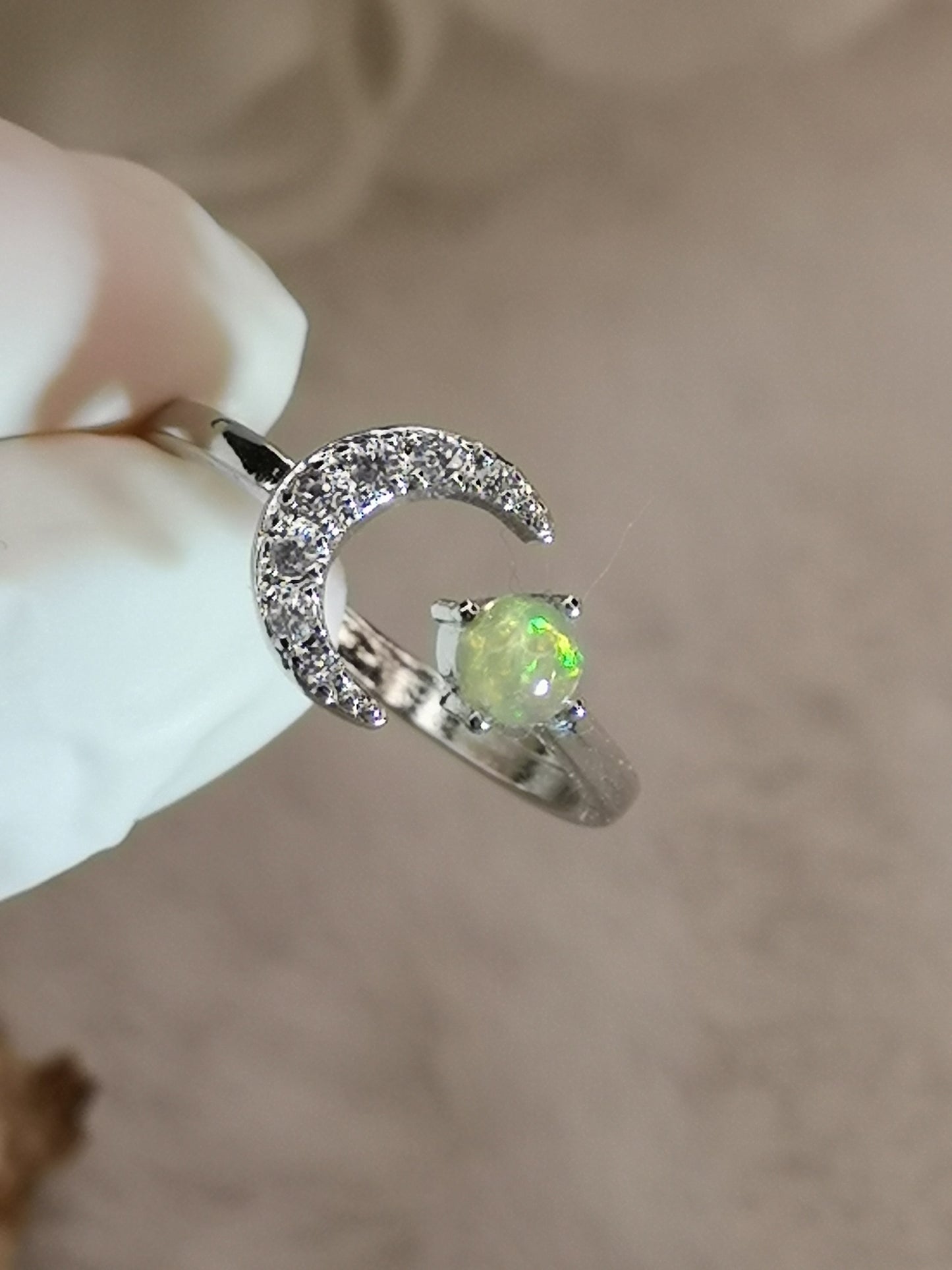 Opal Edelstein Kupfer Ring verstellbar