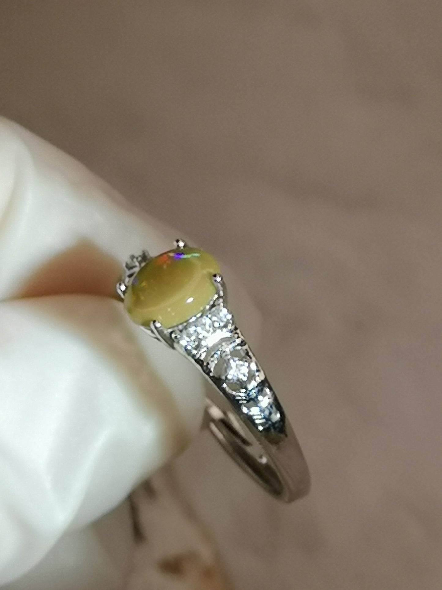 Opal Edelstein, Kupfer Ring, verstellbar