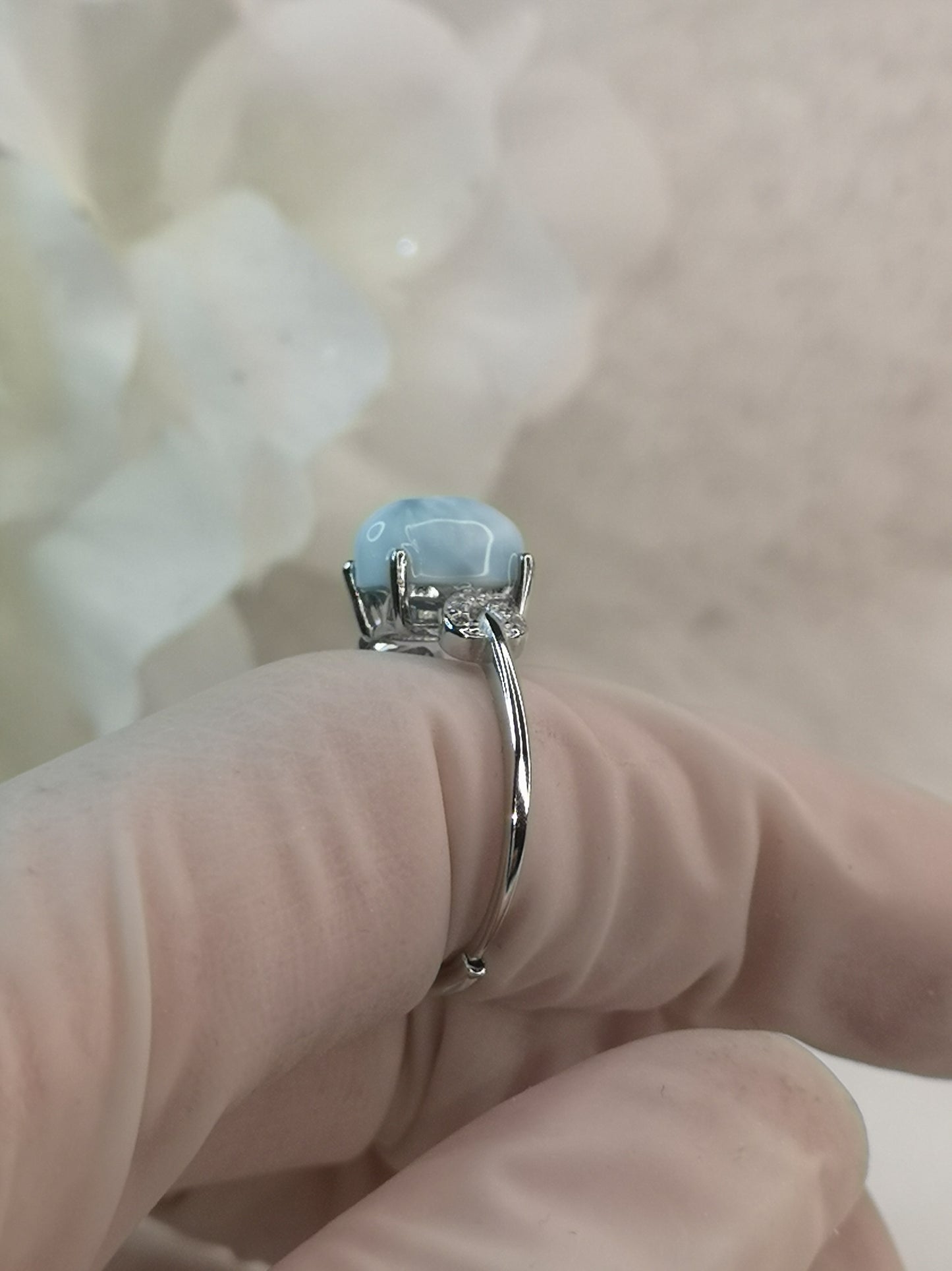 Larimar 925 Silber Ring, verstellbar